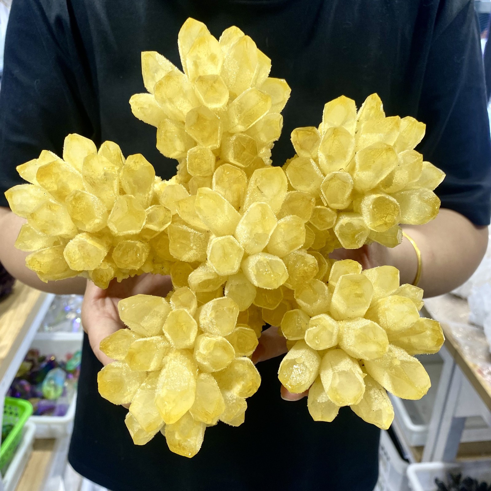 4.98LB Newly discovered yellow ghost quartz cluster mineral sample-