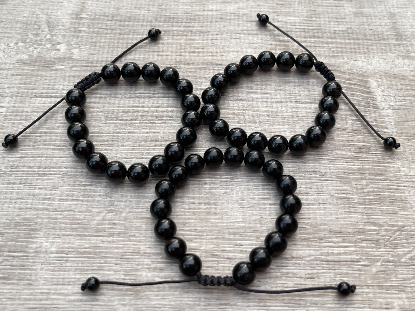 Grade A++Black Tourmaline Crystal Adjustable Bead Bracelet 10mm,Genuine Bracelet