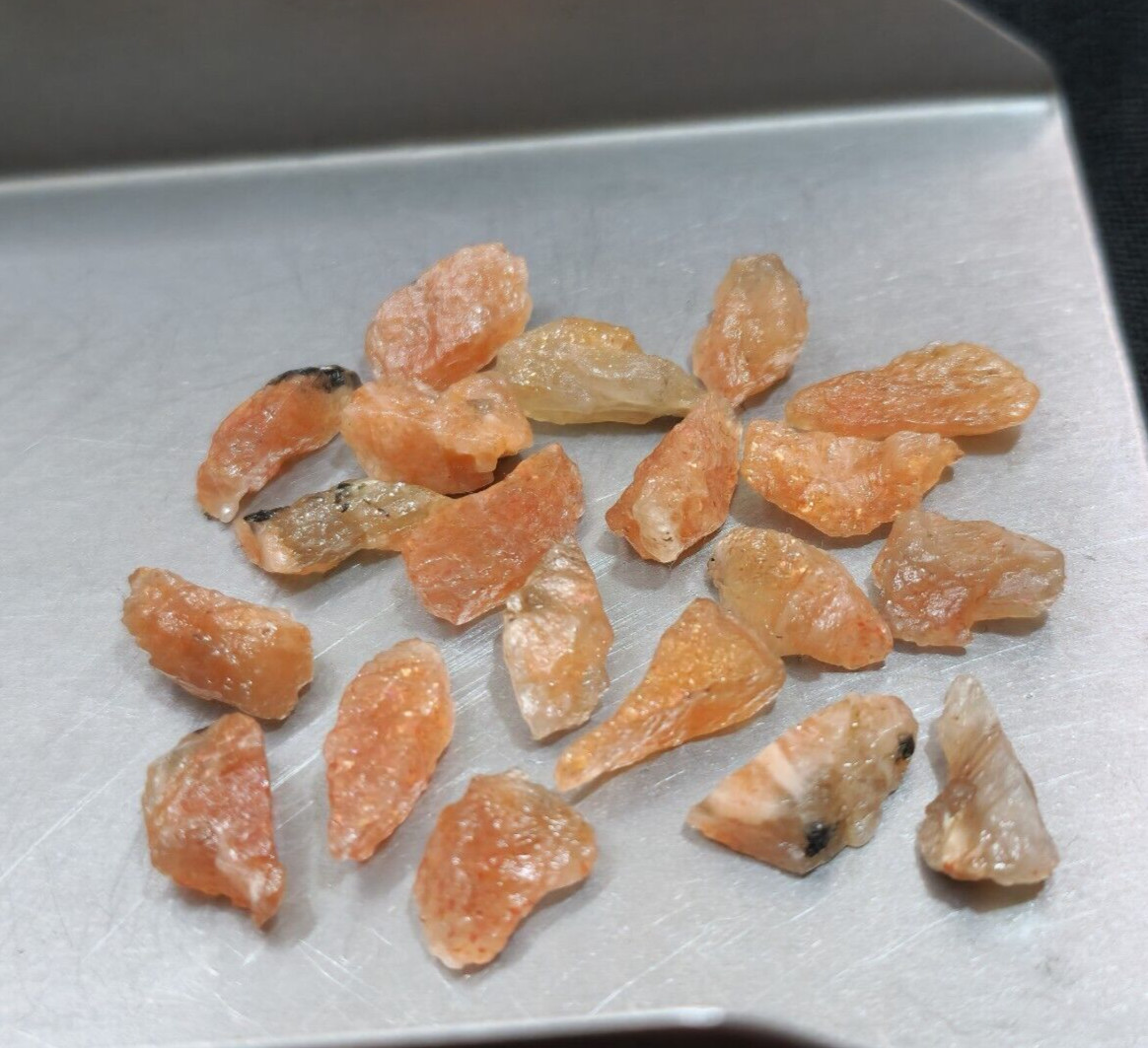 A+ Natural Quality Orange Sunstone Rough 20 Pcs Lot Size 12-14 MM Loose Gemstone