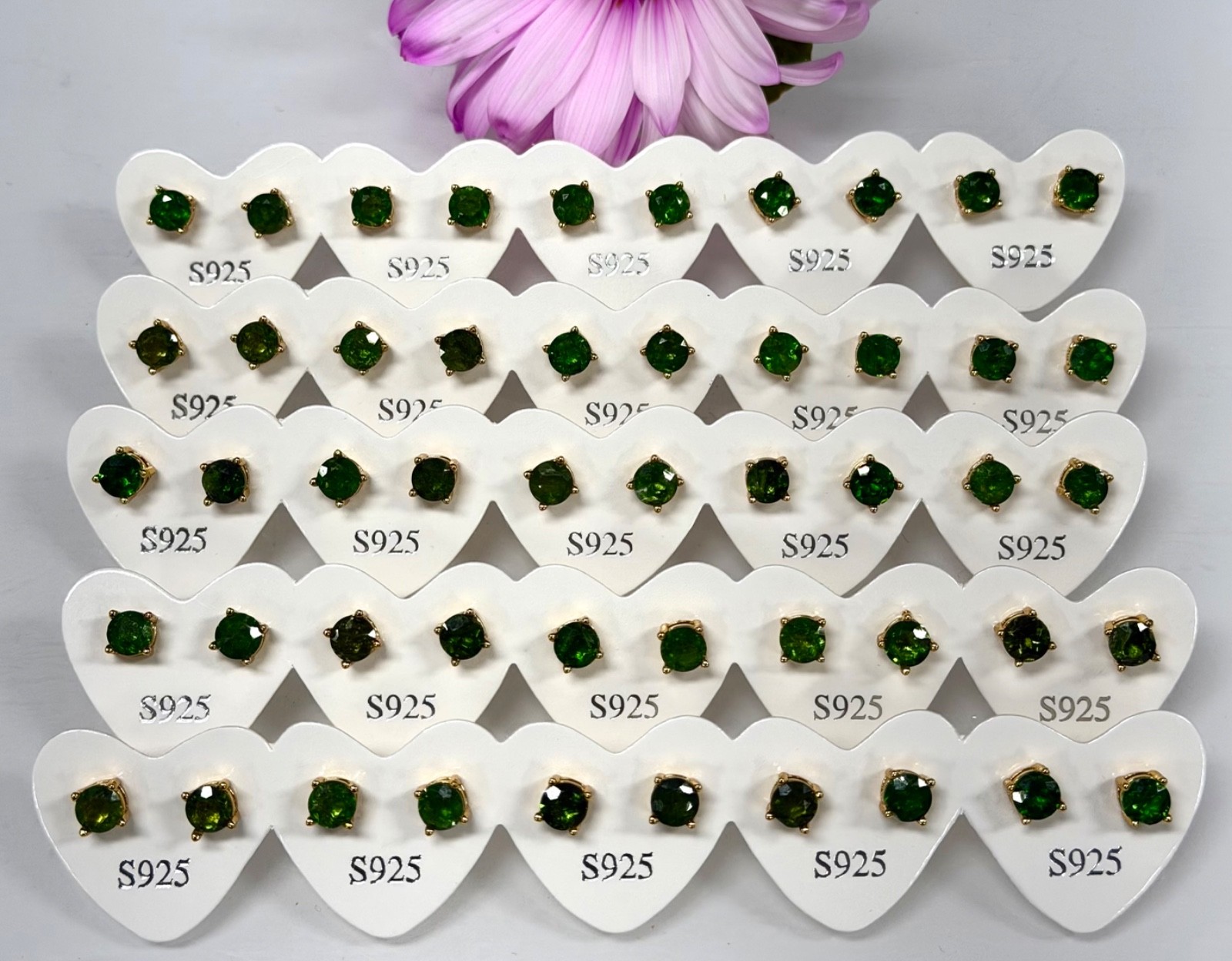 Wholesale 5 Pairs Natural Diopside Stud Earring 5mm