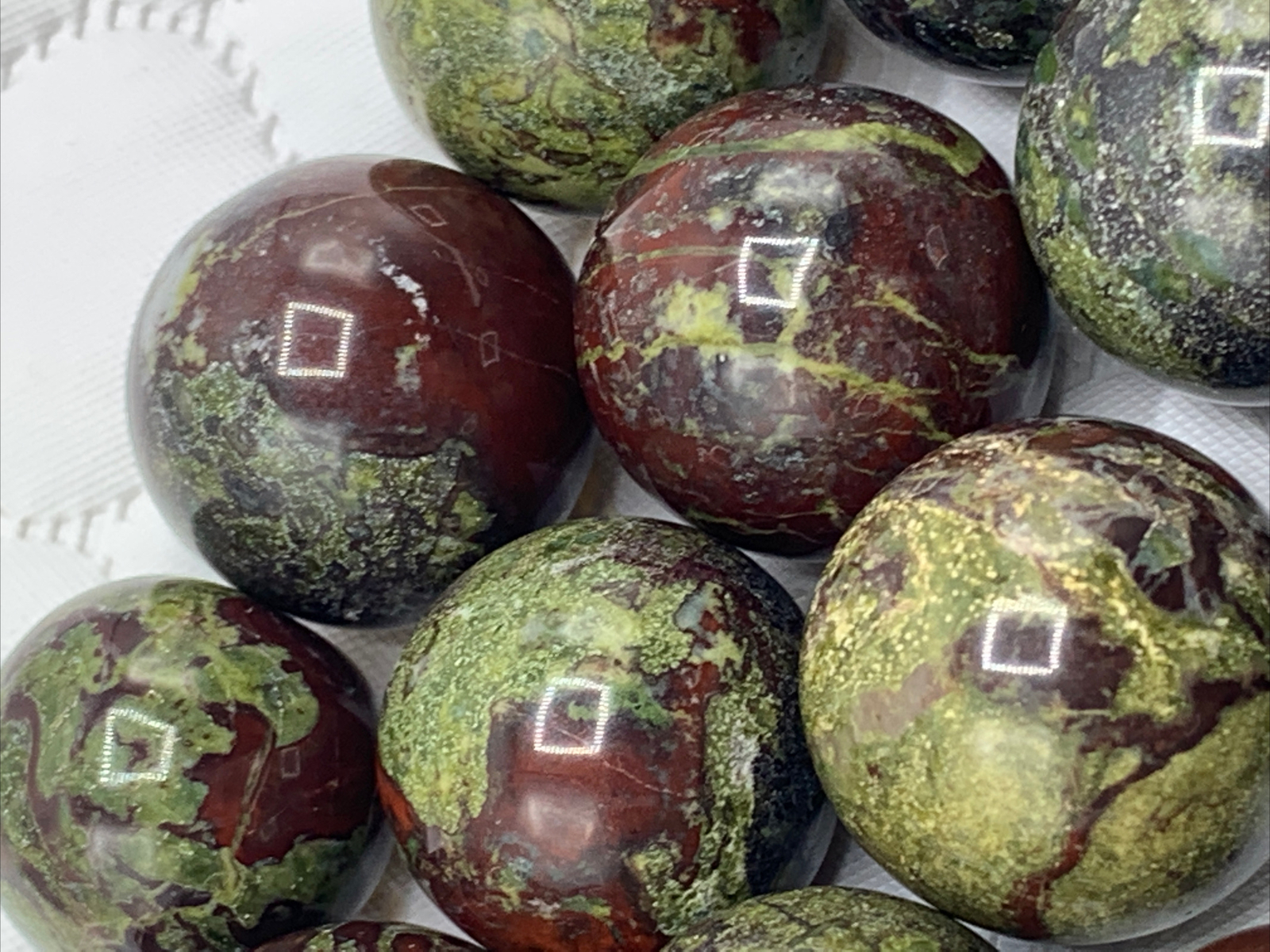 Dragon’s Blood 17-21mm Marbles •Lot Of Ten (10) Small Mini Spheres *AMAZING*