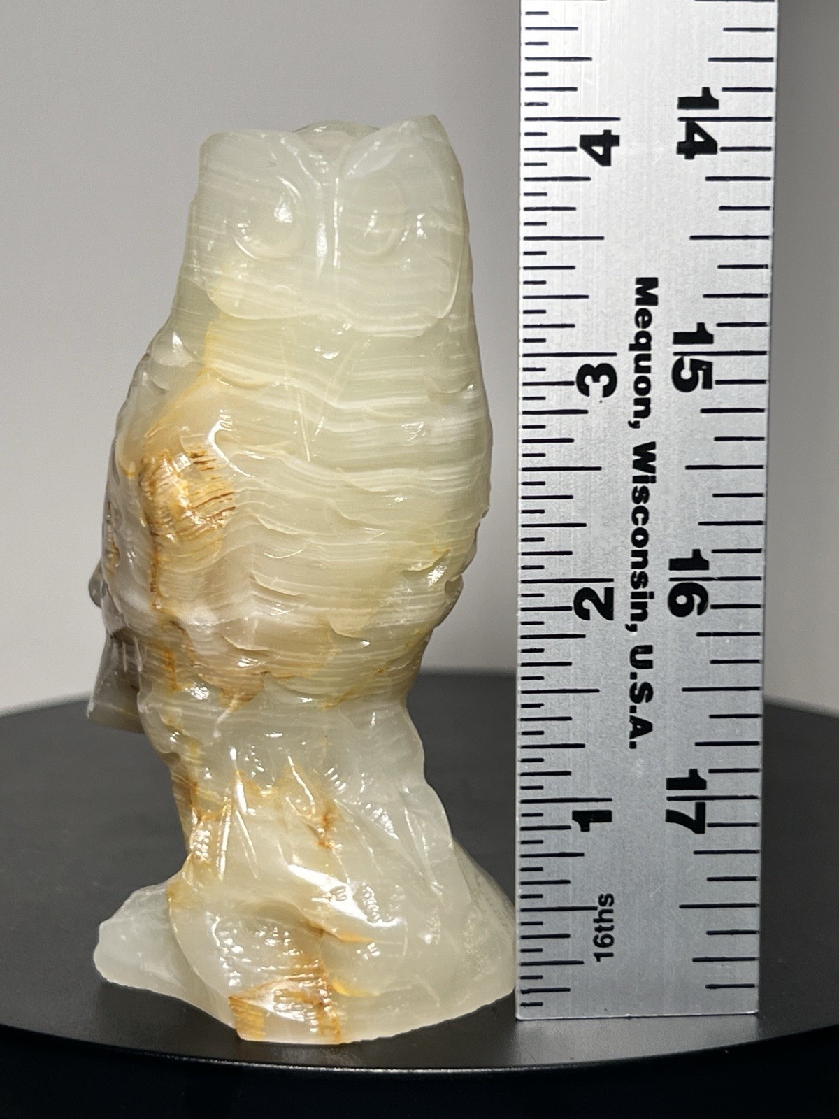 White & Green Calcite 3 Piece Set – Vase, Owl, & Star – see description for info