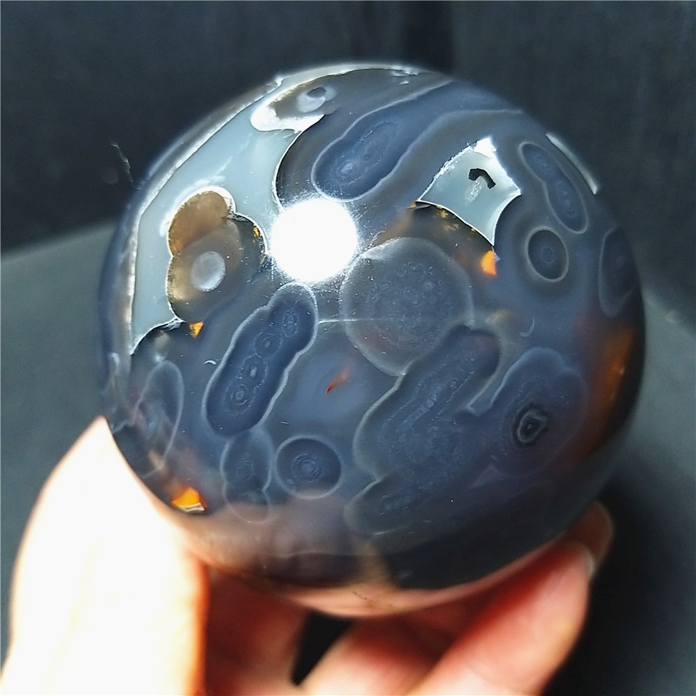 RARE 526G Natural Polished Colorful Agate Stone Ball Healing Madagascar A4723