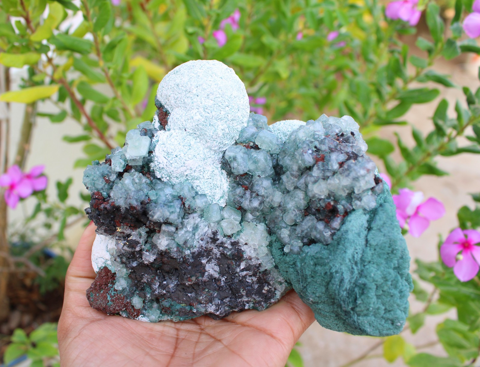 JULGOLDITE w/ GREEN APOPHYLLITE CRYSTAL , STILBITE ON MATRIX MINERALS SPECIMEN