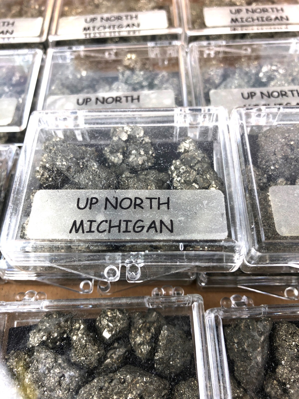 Retail Display Box North Michigan Pyrite Fool’s Gold 22 Clear Clamshell Boxes