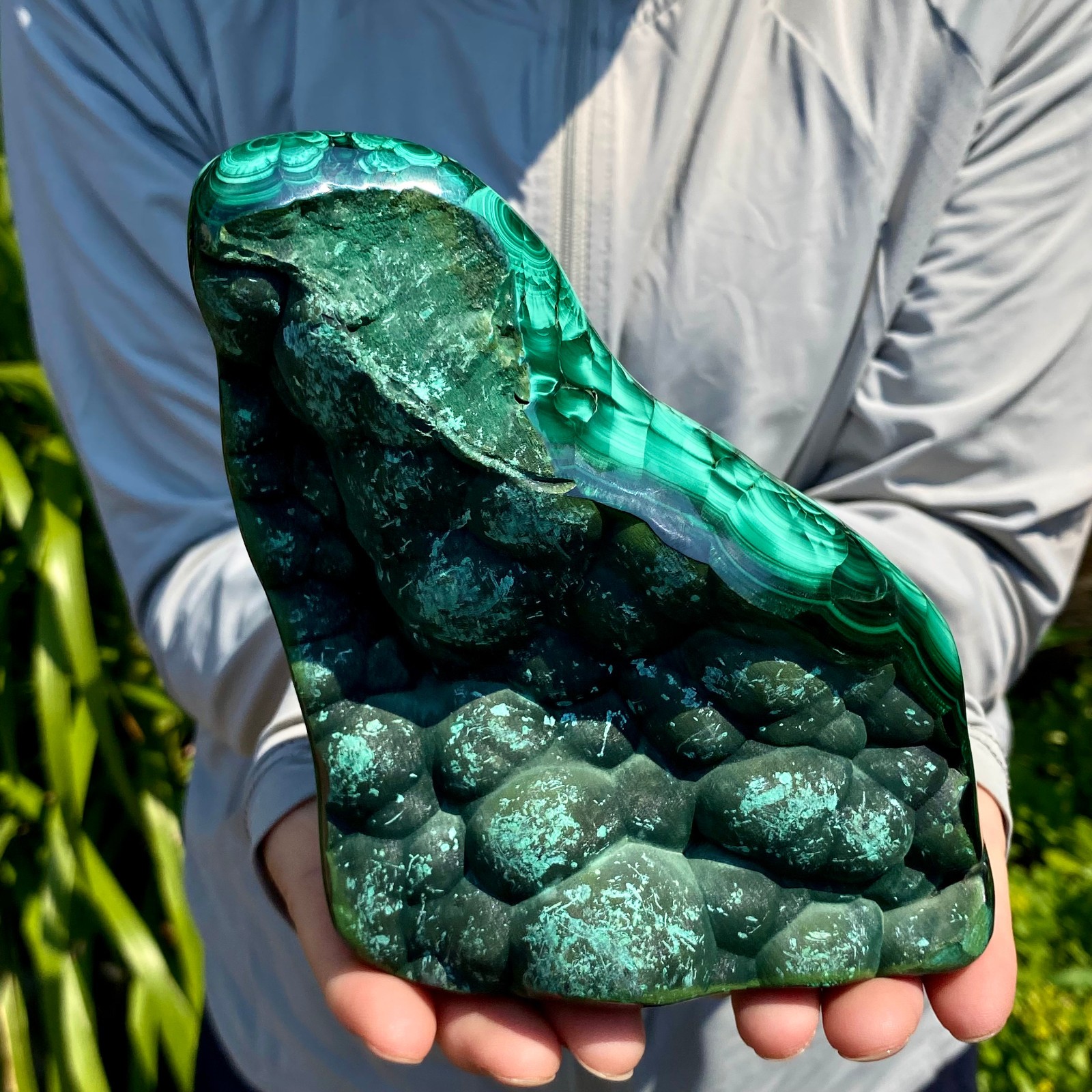 2.2LB Natural glossy Malachite transparent cluster rough mineral sample