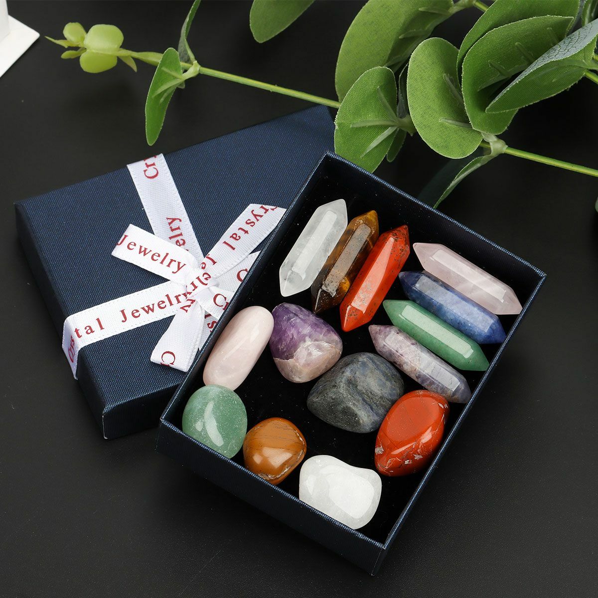 Set of 14 Healing Crystal Natural Gemstone Reiki Chakra Collection Stone Kits US