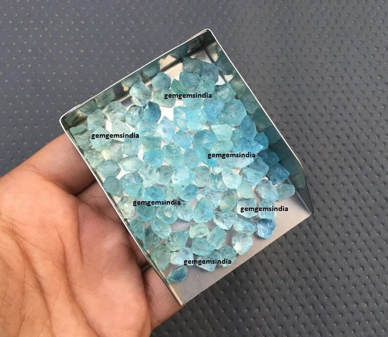Beautiful Blue Aquamarine 20 Pieces Raw Size 6-8 MM Aquamarine Rough Stone Bulk