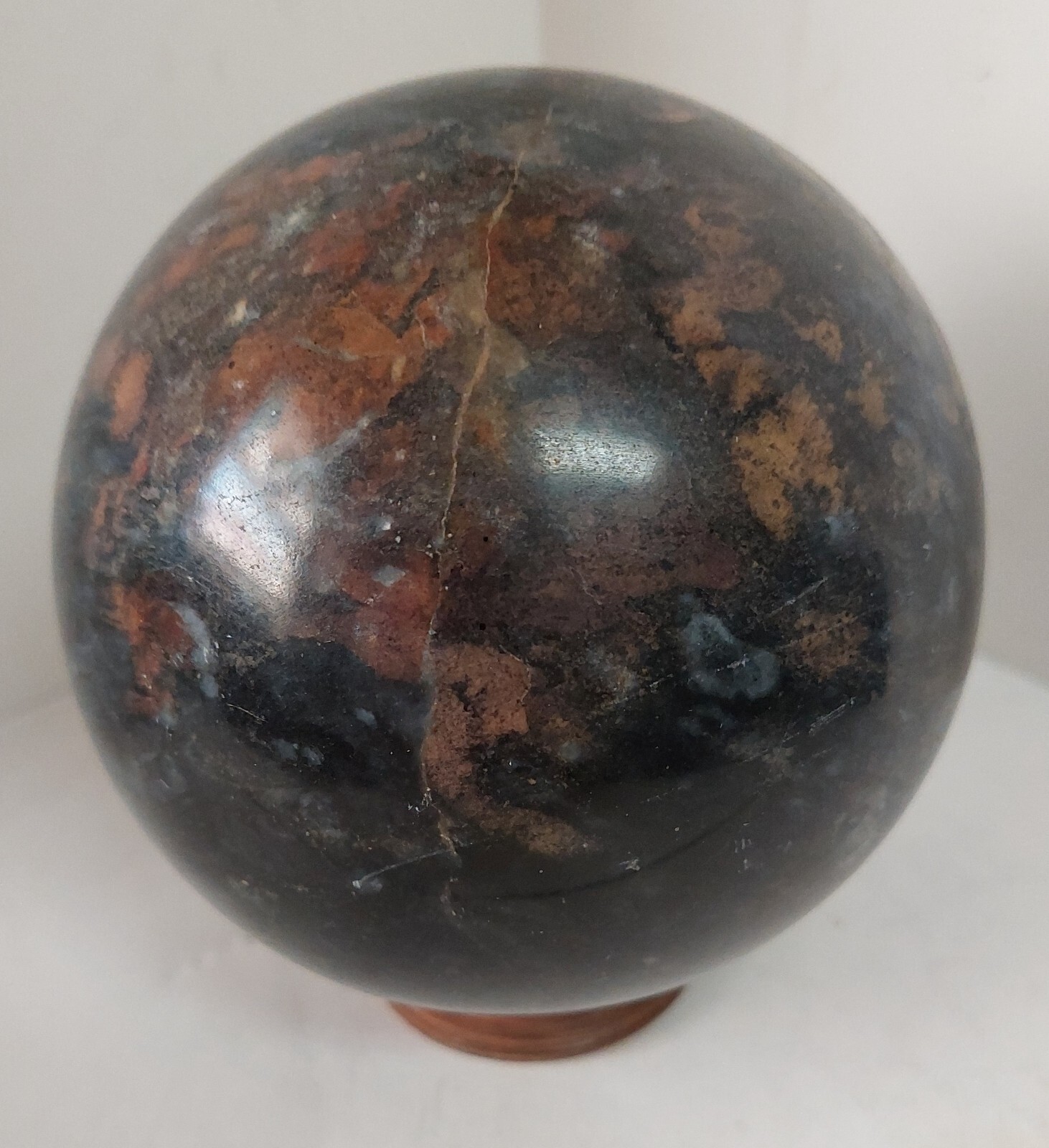 Large 4″+ Dark Obsidion Bloodstone Polished Stone Sphere 1665 Grams Quartz Reiki