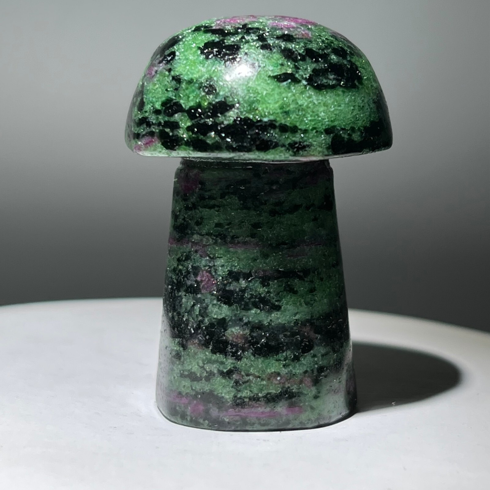 Natural quartz red green treasure, carved and polished, mushroom, reiki ener