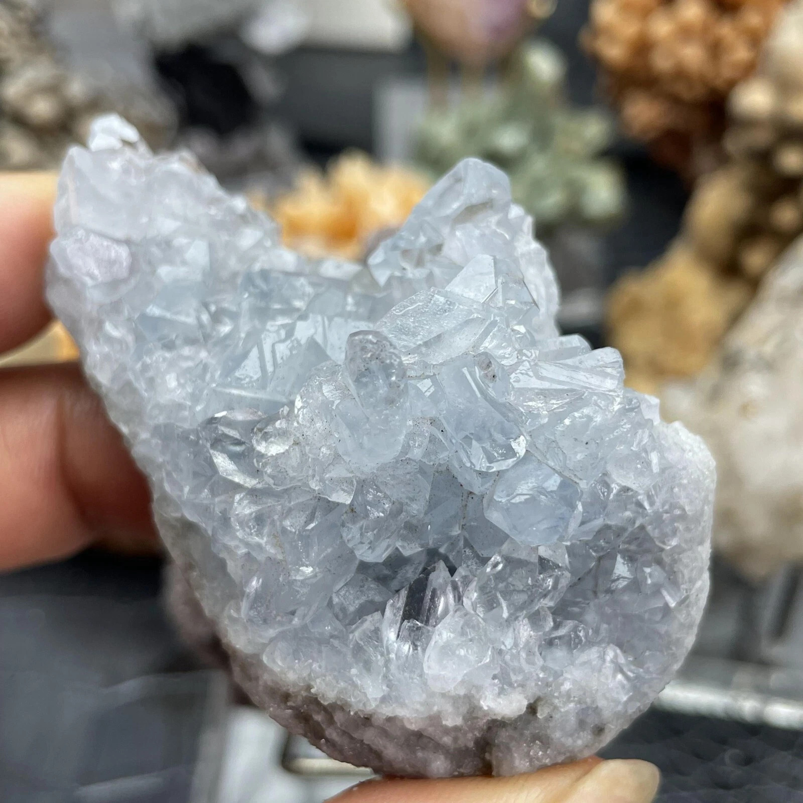 Rare Natural Clear Blue Celestite Crystal cluster Mineral Crystal Specimen 140g