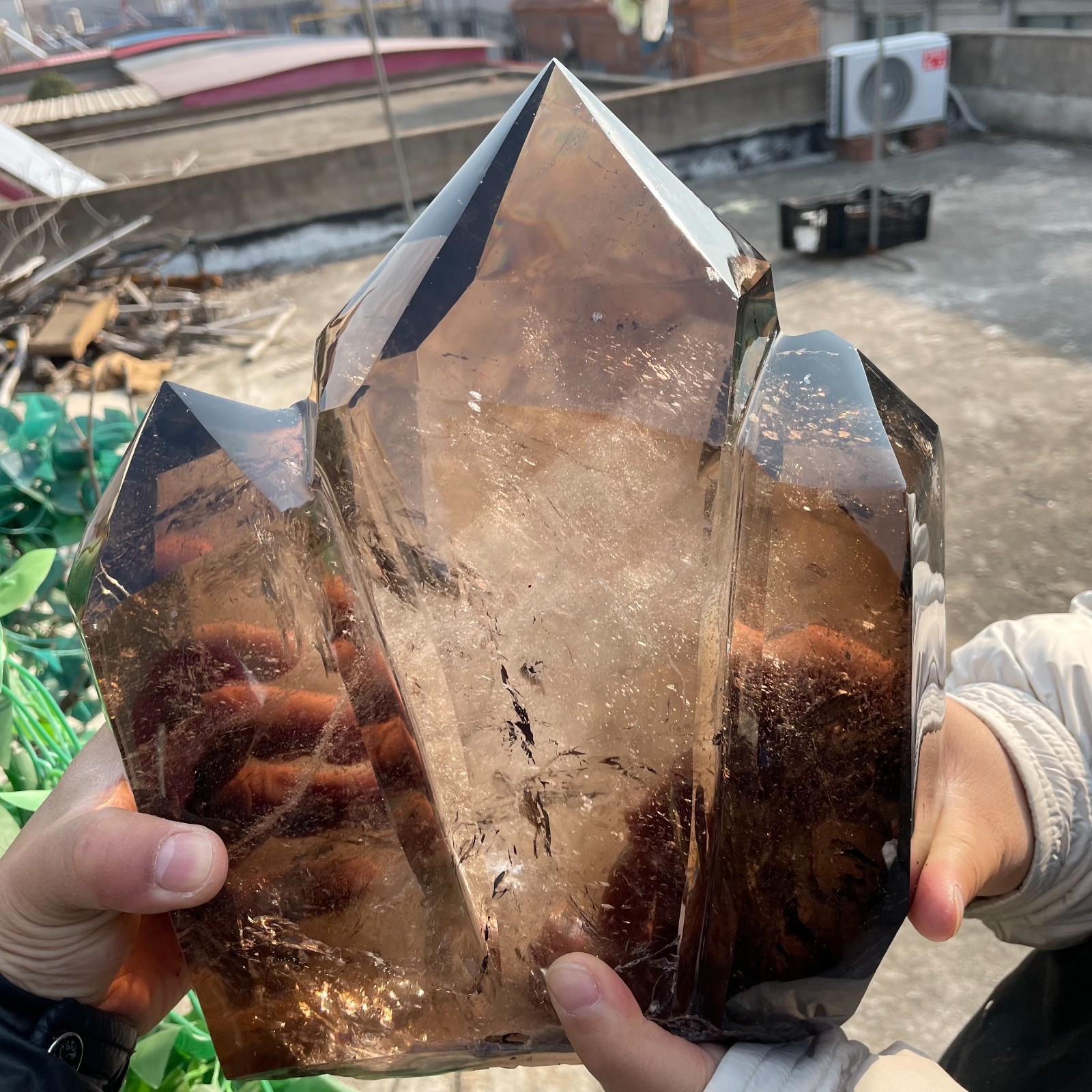 All 23.5LB Natural Somky Obelisk Quartz Crystal Double Point Healing