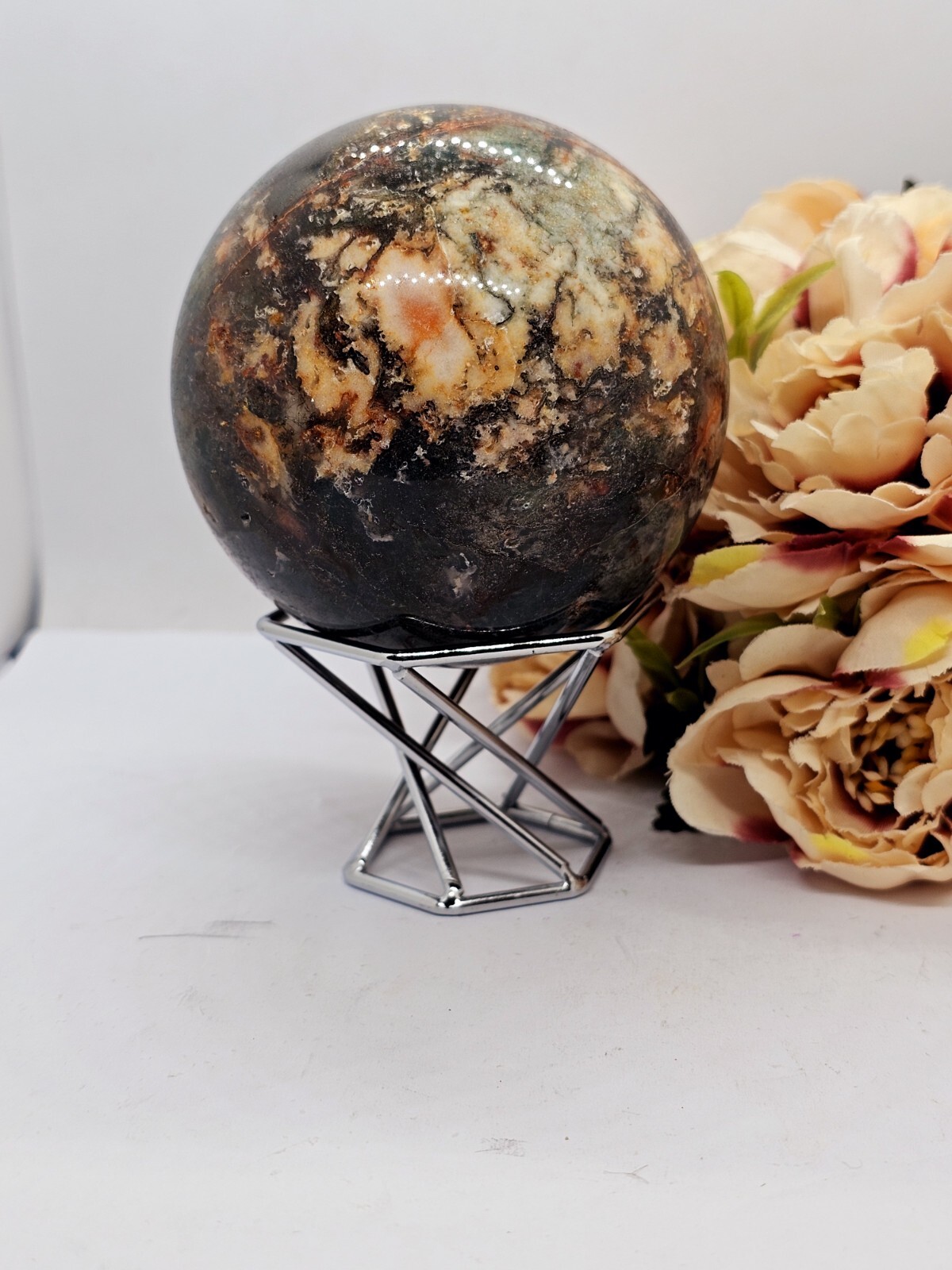 ✨️SALE✨️ Moss agate & Ocean Jasper Mix Sphere Green Red crystal Green 6.8cm 642g