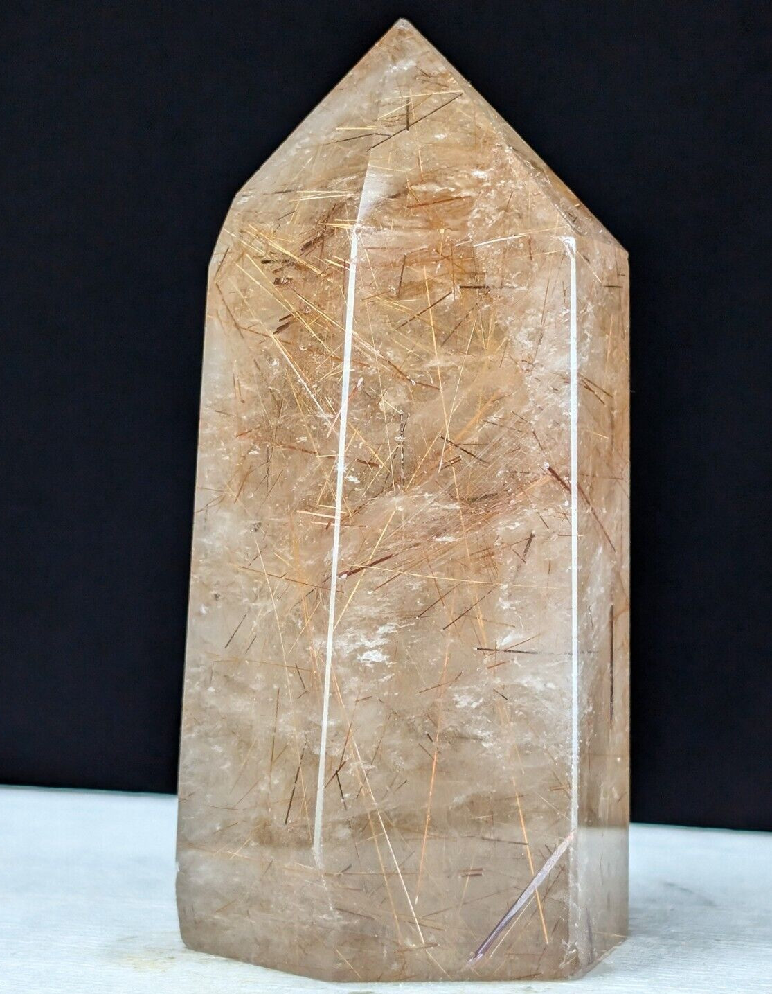 Golden Rutile Tower Rutilated Point Crystal Quartz Chakra Gemstone