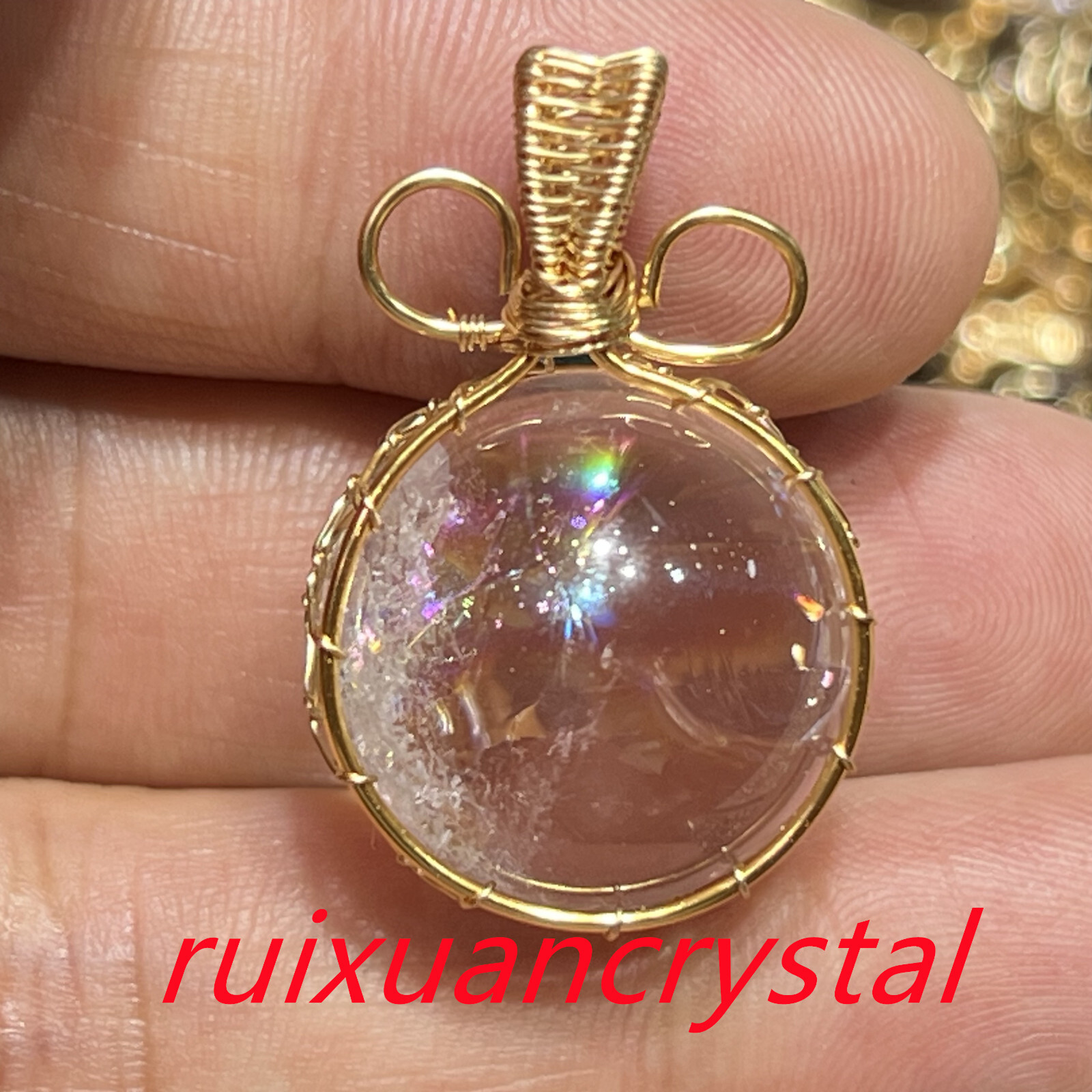 1PC Natural clear crystal Quartz sphere Rainbow Crystal Ball pendant Healing