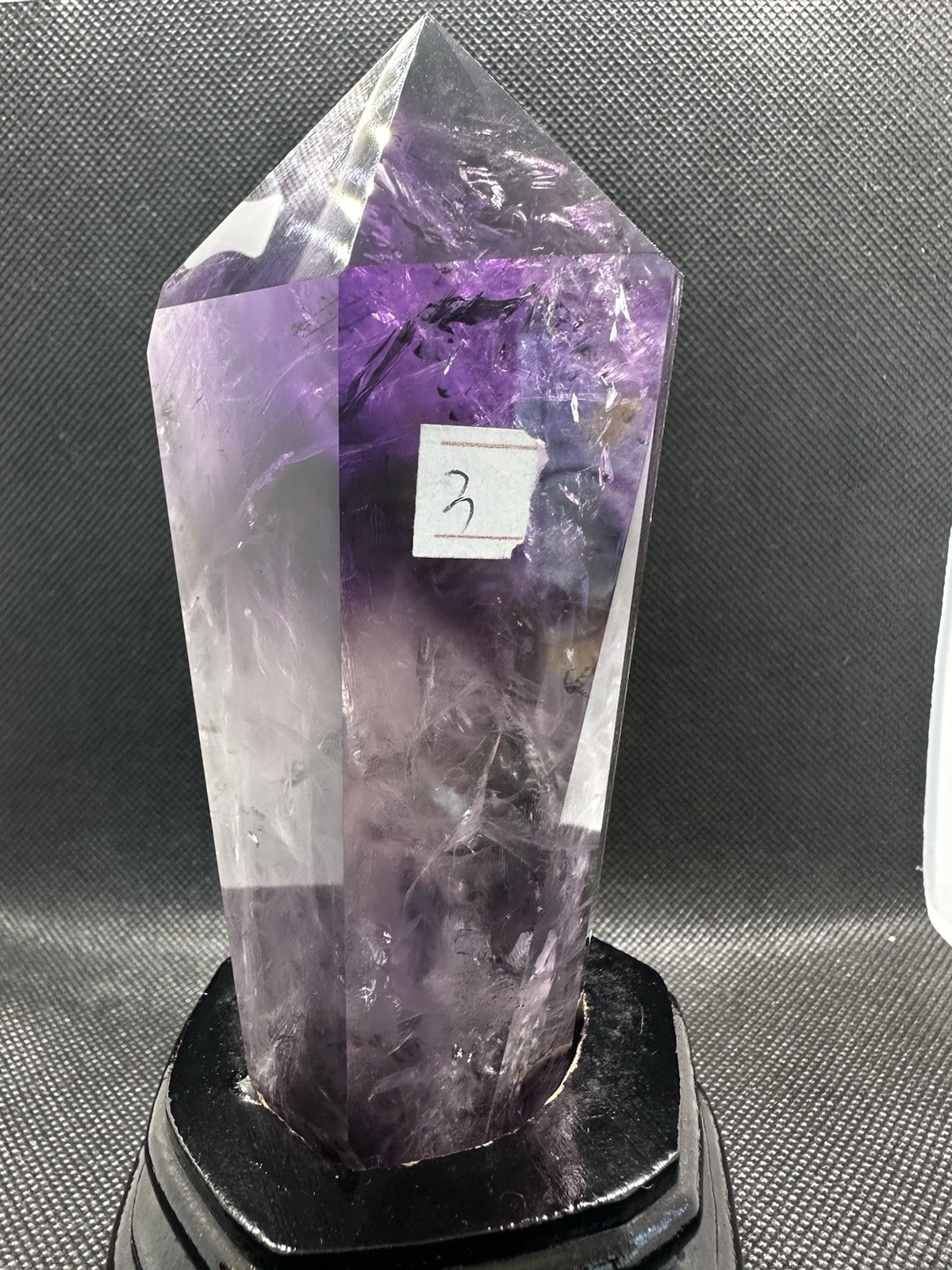564 grm Natural Amethyst Crystal Point Wand Healing Stone Obelisk with stand