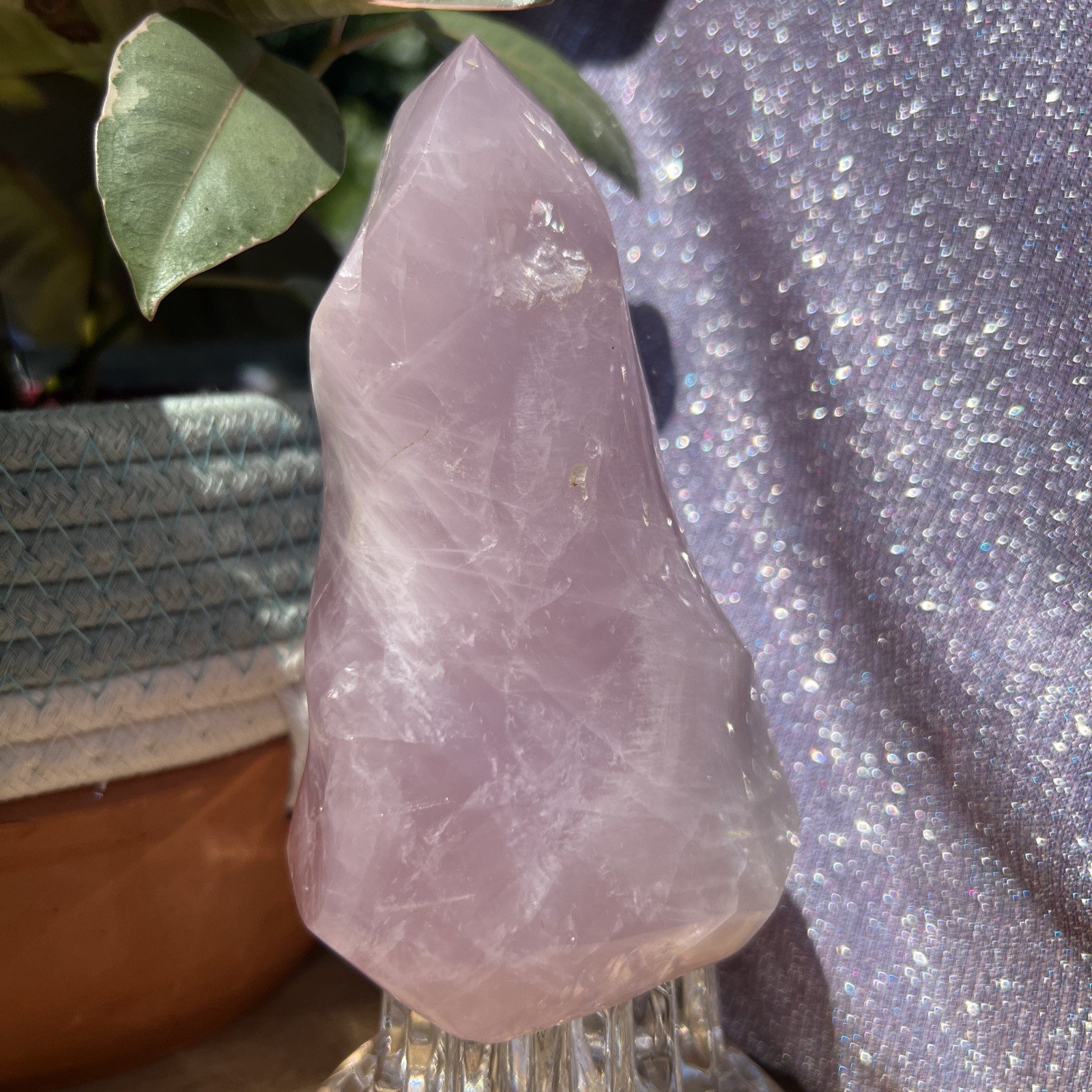 Natural Pink Rose Quartz Flame 1 # 8 Ounces 4.8 Inches Crystal US Seller 20
