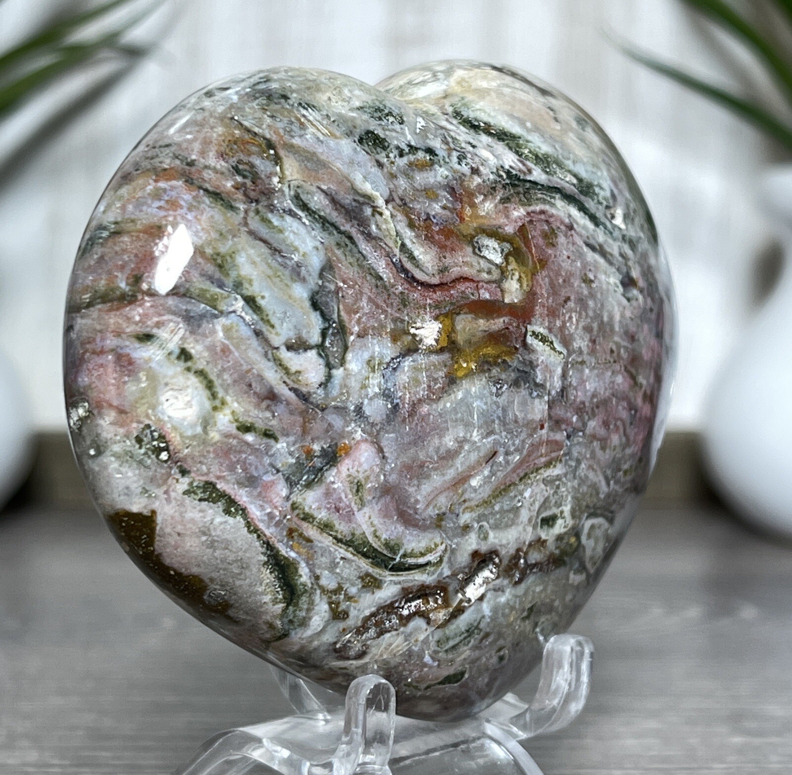 205g COSMIC JASPER HEART 🧡 Crystal Ocean Mineral Sea Pink Chakra Reiki
