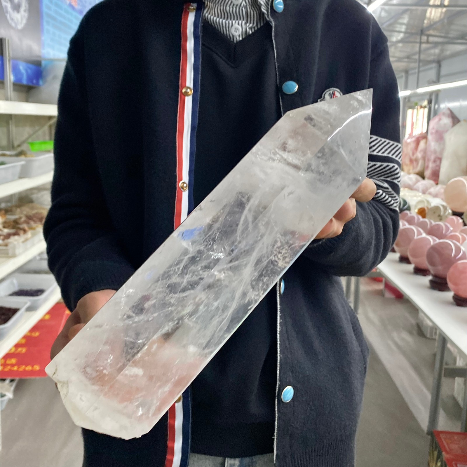 7.34LB Natural Clear Quartz Crystal Point Healing Wand Polished Rock Crystal Rei