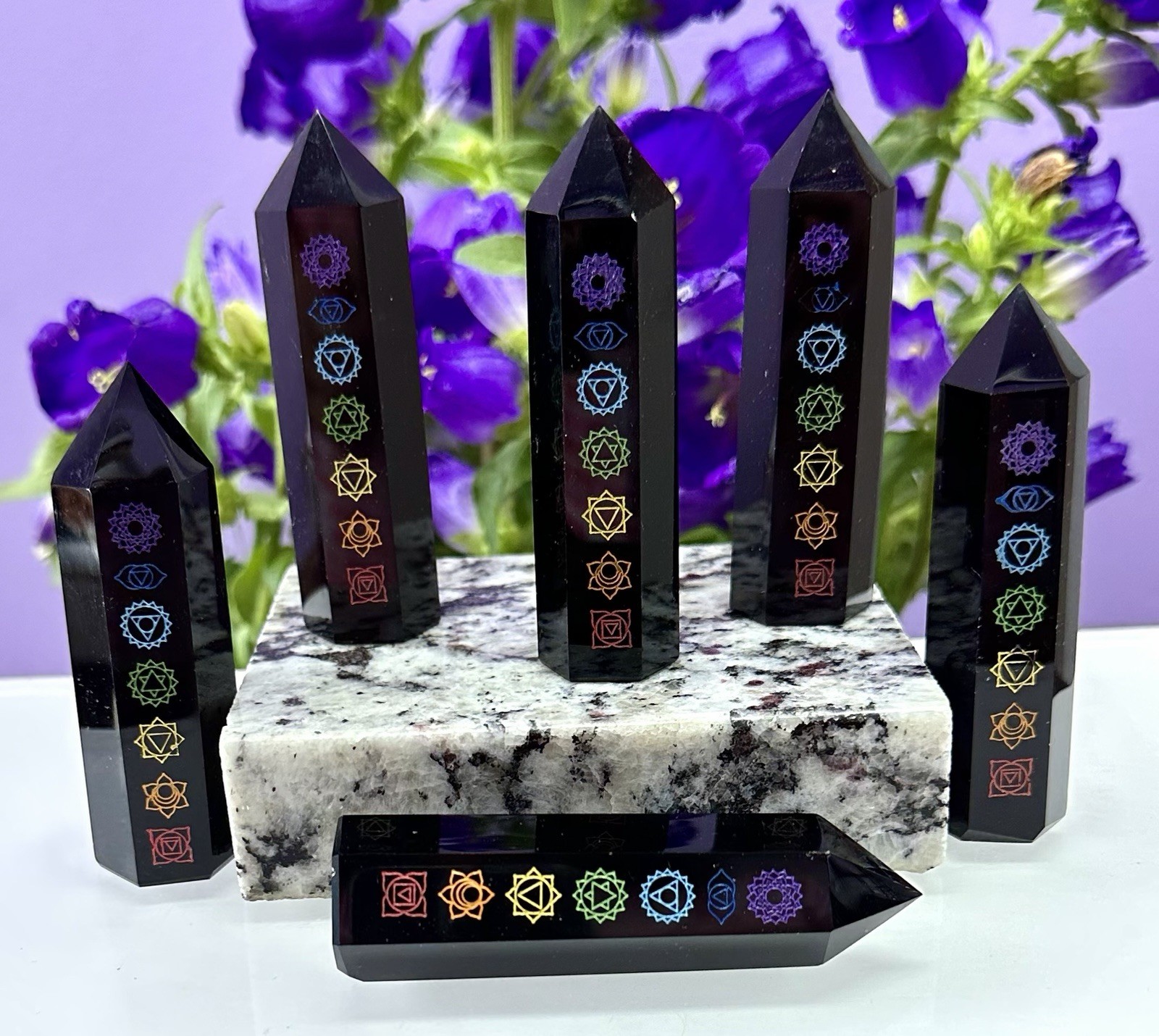 Wholesale Lot 1 Lb Natural Chakra Black Obsidian Obelisk Tower Point Crystal