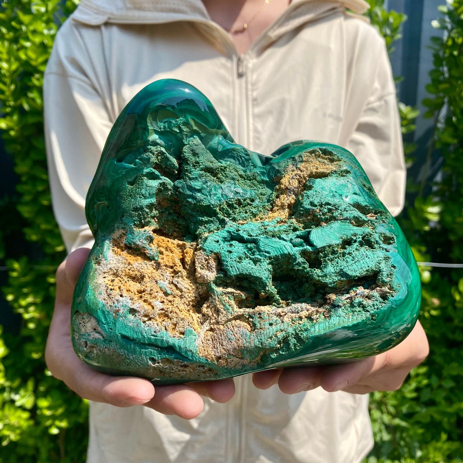 5.29LB Natural glossy Malachite transparent cluster rough mineral sample