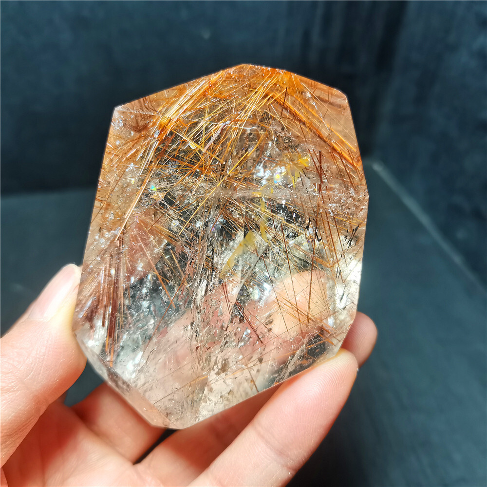 Rare Clear Golden Rutilated Inclusions Stone Gold Needles Stone specimen CY07