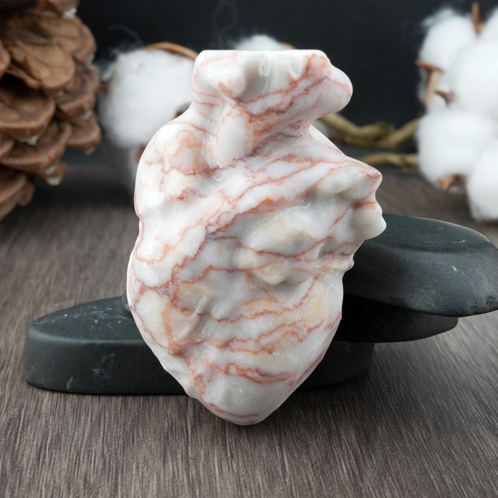 Red Network Jasper Anatomical Heart Crystal Healing Decor Spiritual Gift Stone