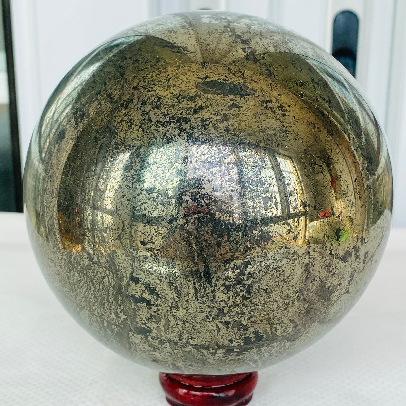 Natural Chalcopyrite Quartz Crystal Ball Energy Reiki Healing 3220G