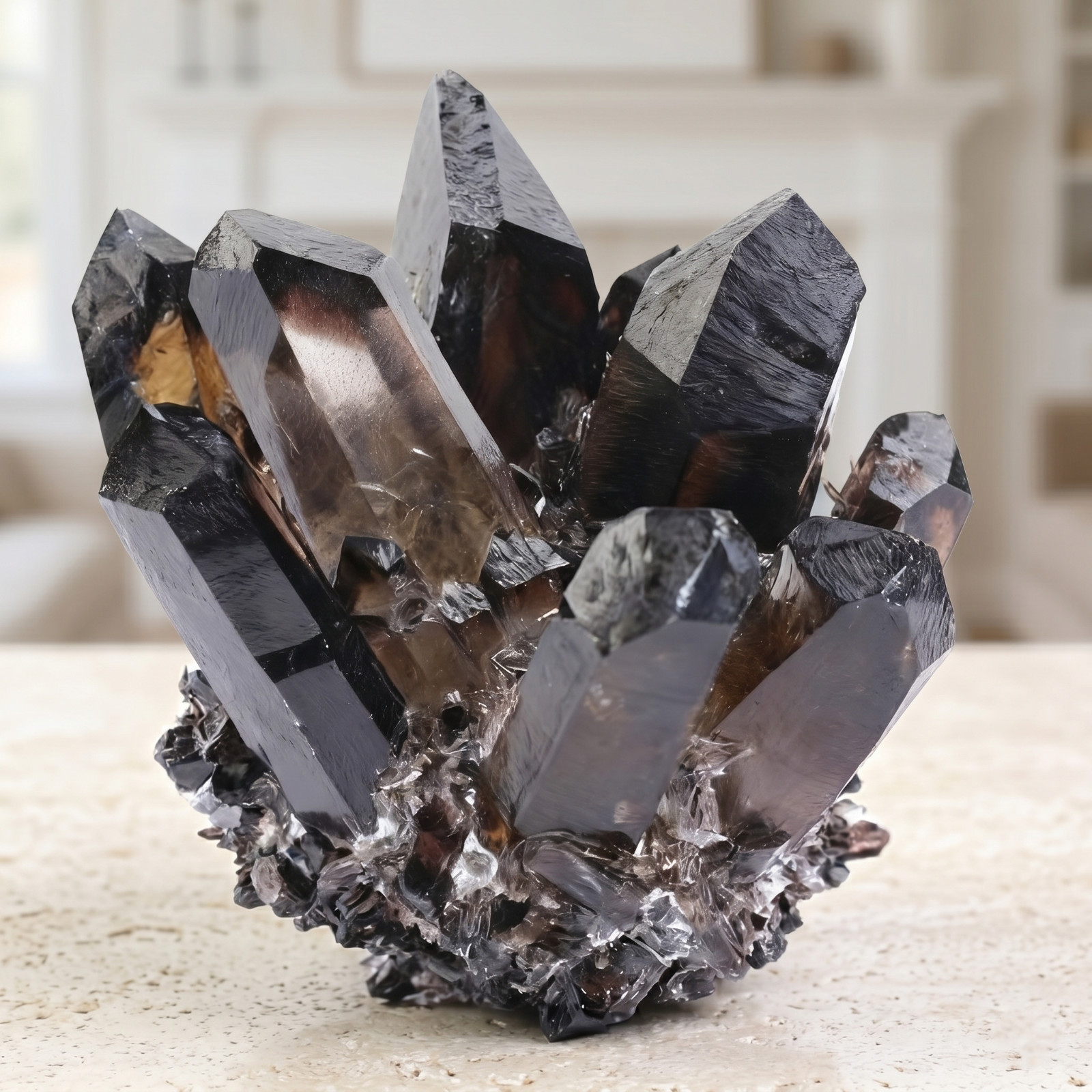 Rare Smoky Quartz Cluster 300g, Natural Crystal Stone, Healing Energy Decor