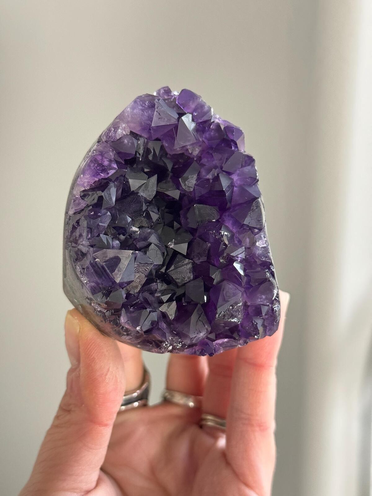 Amethyst Crystal Cluster Geode Dark Purple Standing Cut Base Mineral Specimen 33