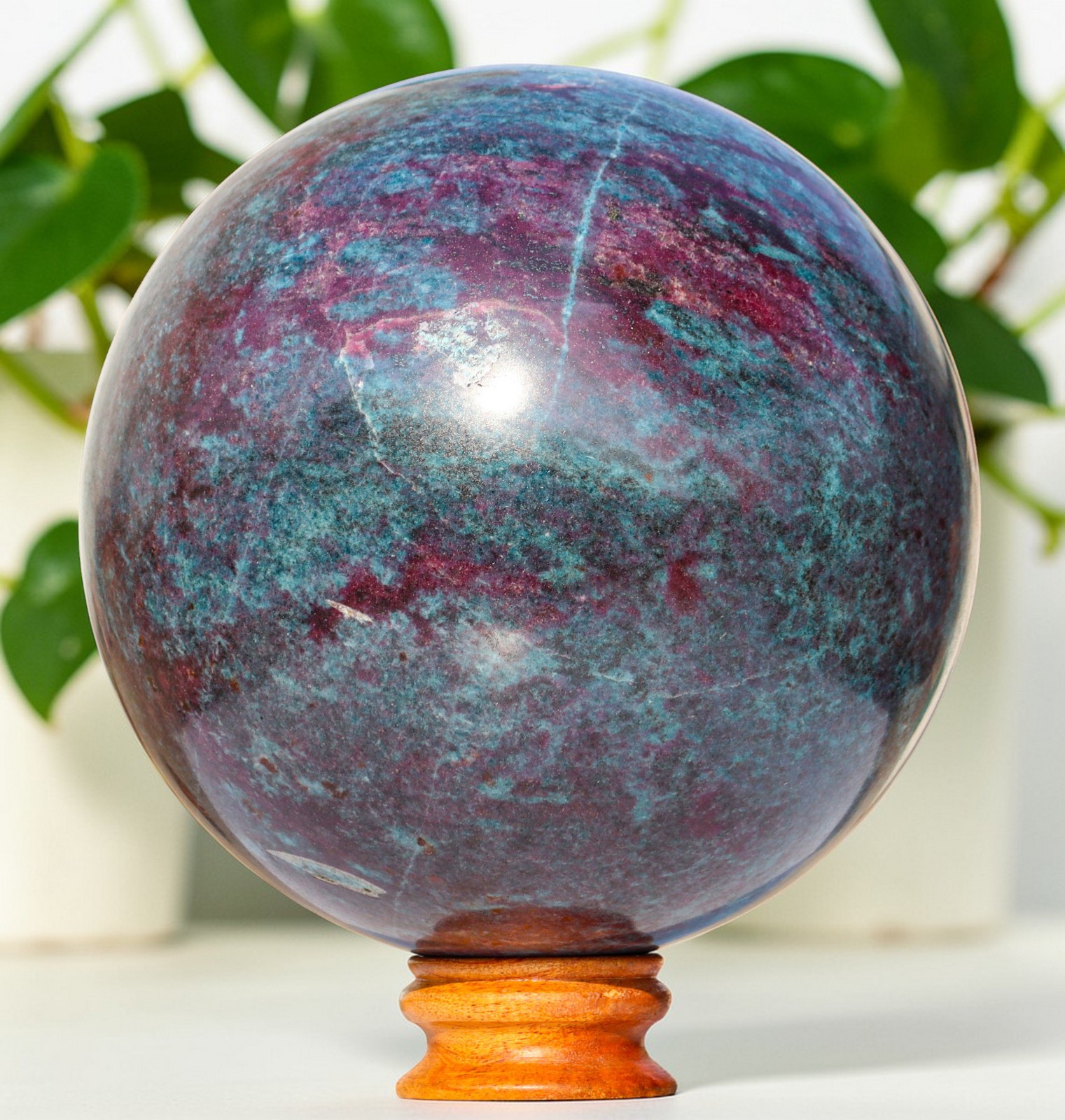 XL 230MM Blue Ruby Kyanite Crystal Healing Display Metaphysical Stone Sphere