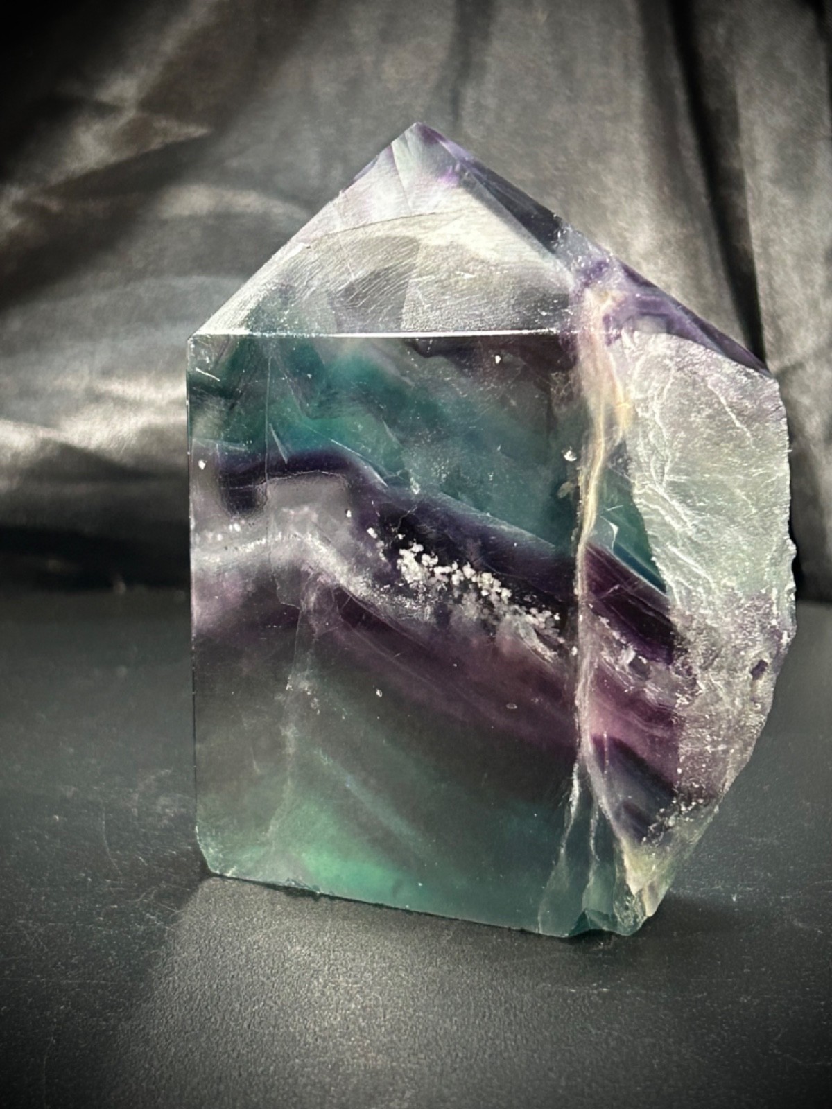 3.26″ Rainbow Fluorite 4 Polished Side/1 Raw Side Tower 8.3oz (241 grams)