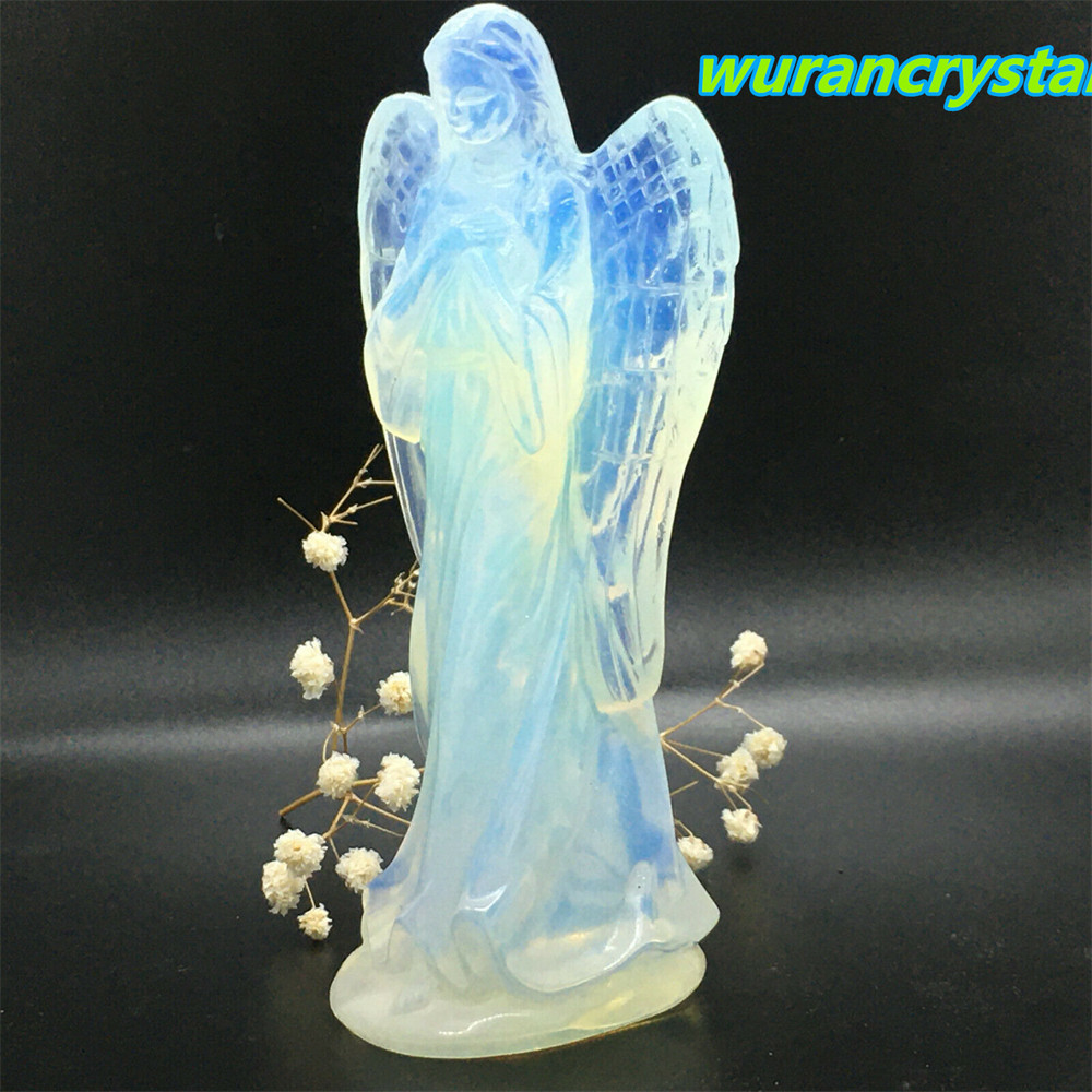 1pc Opalite crystal Quartz hand Carved crystal angel Reiki healing random 4.5″