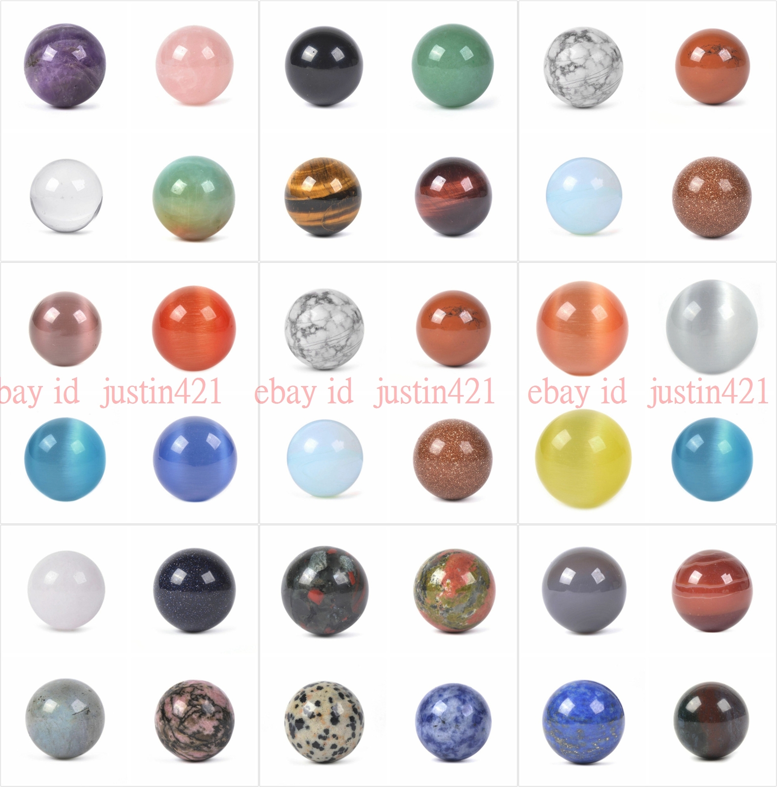 20mm Solid Gemstone Polished Rocks Minerals Crystal Healing Orb Ball Sphere