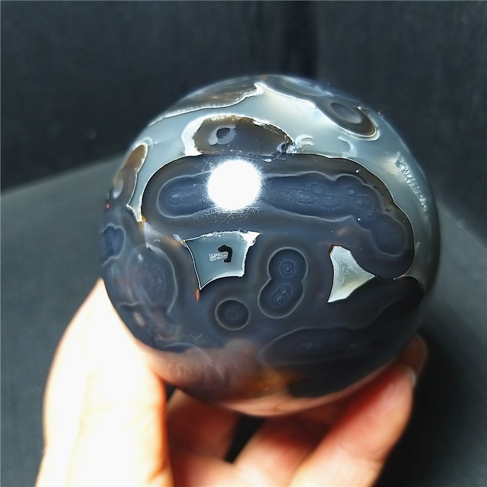 RARE 526G Natural Polished Colorful Agate Stone Ball Healing Madagascar A4723