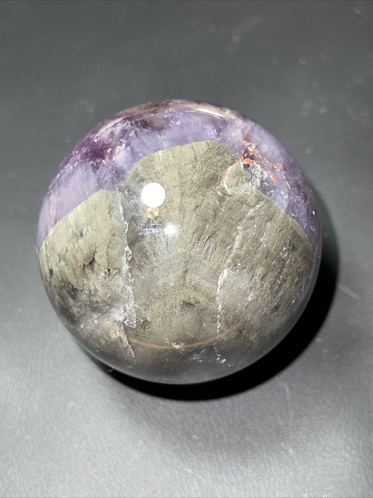 Auralite 23 Crystal Sphere Ball Orb Excellent Flash And a Rainbow 52.2mm 196g
