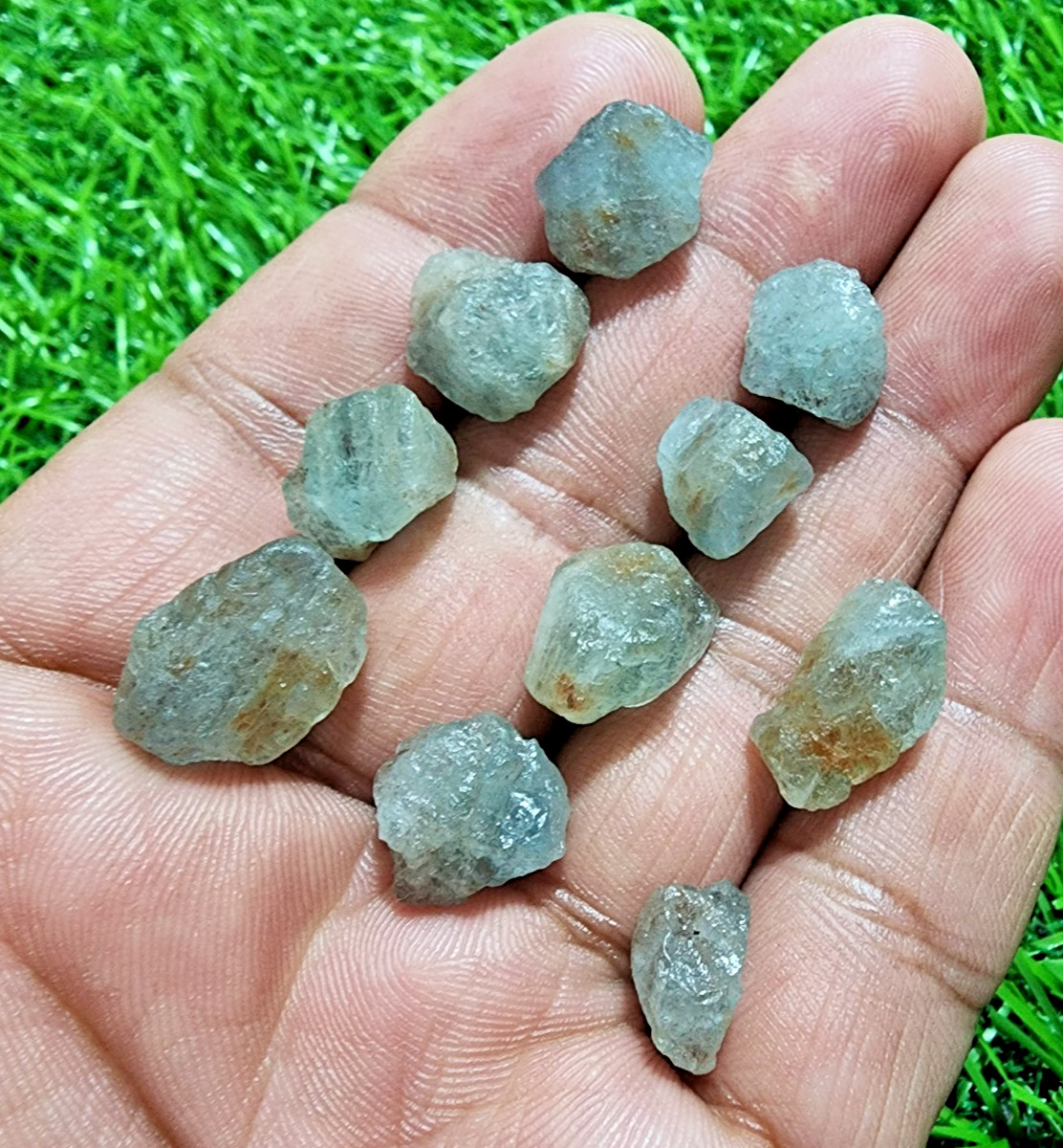 10Pcs Awesome Blue Aquamarine Gemstone Rough Lot 10-17mm Aquamarine Raw Stones