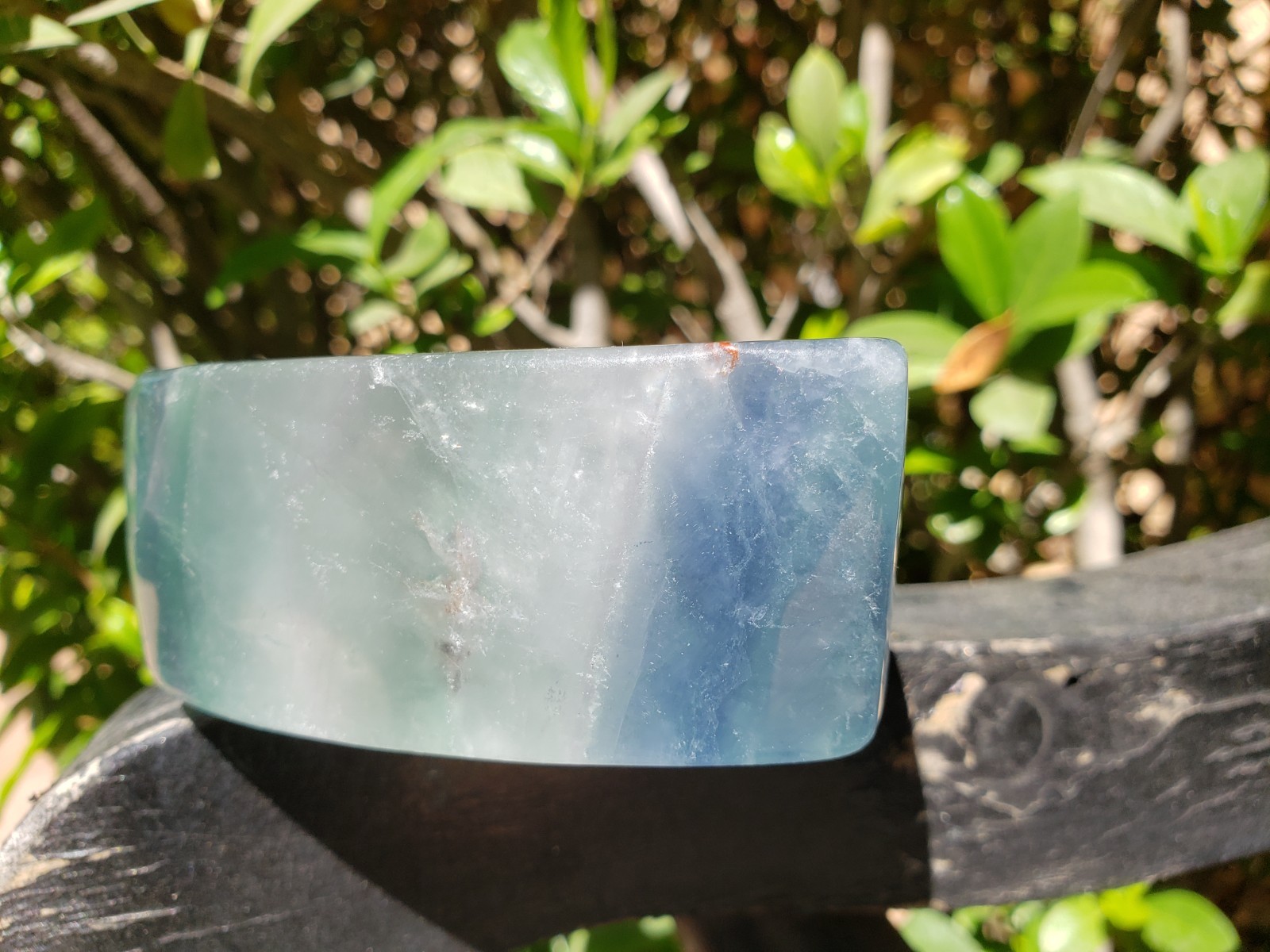 Thick Green Purple Fluorite Quartz Crystal Leaf-shaped Bowl Rainbow Dendritic UV