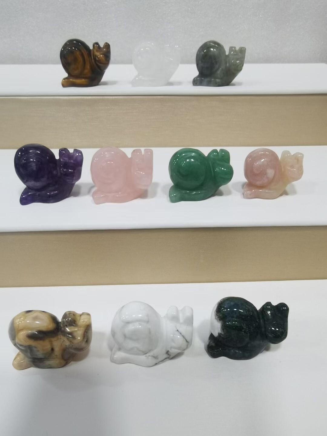 5PC Natural hybrid quartz Crystal Carved mini Snail Reiki Healing random