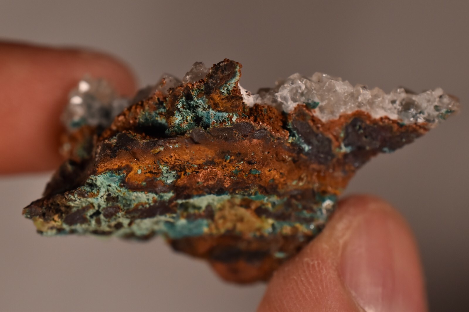 *MALACHITE & CALCITE* Cluster 4.8cm 19.7g Natural Rough Specimen Clear Crystals