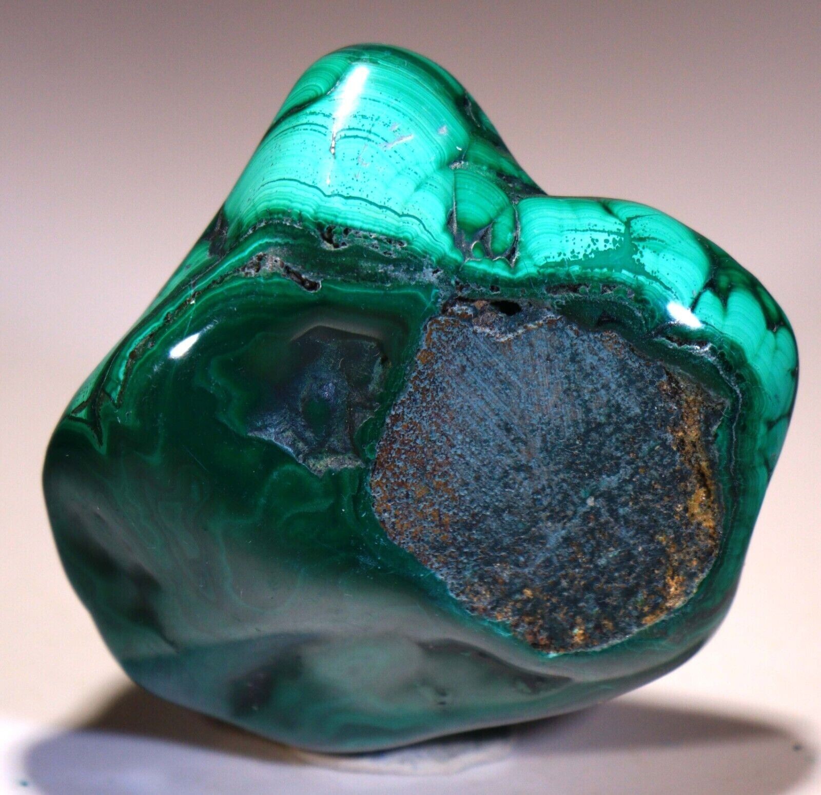 2.5″ Natural 5.7 oz Top Quality Polished Bull’s Eye Malachite, Congo!