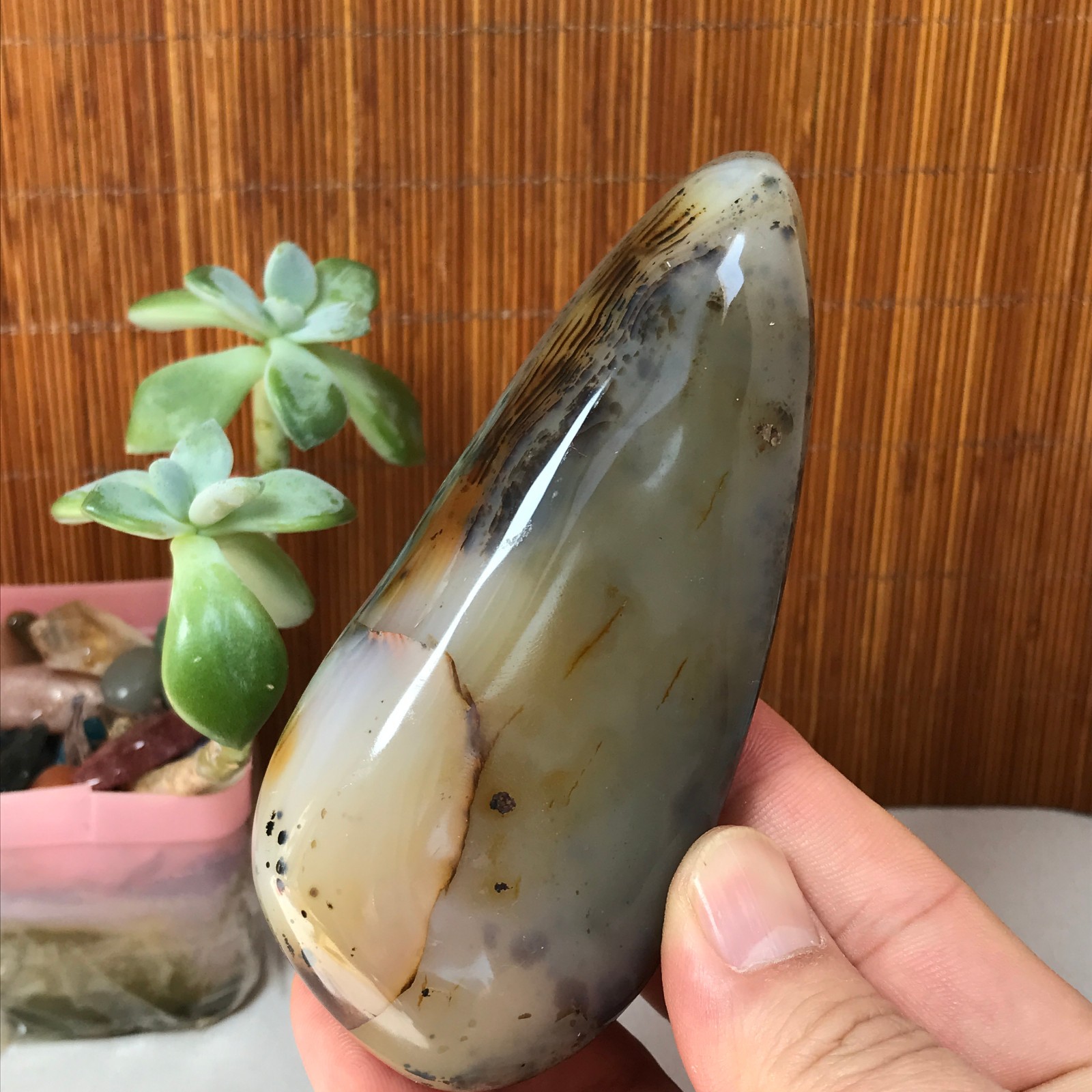 110-47-27mm Natural aquatic plants agate pretty Crystal specimens 248g A1878