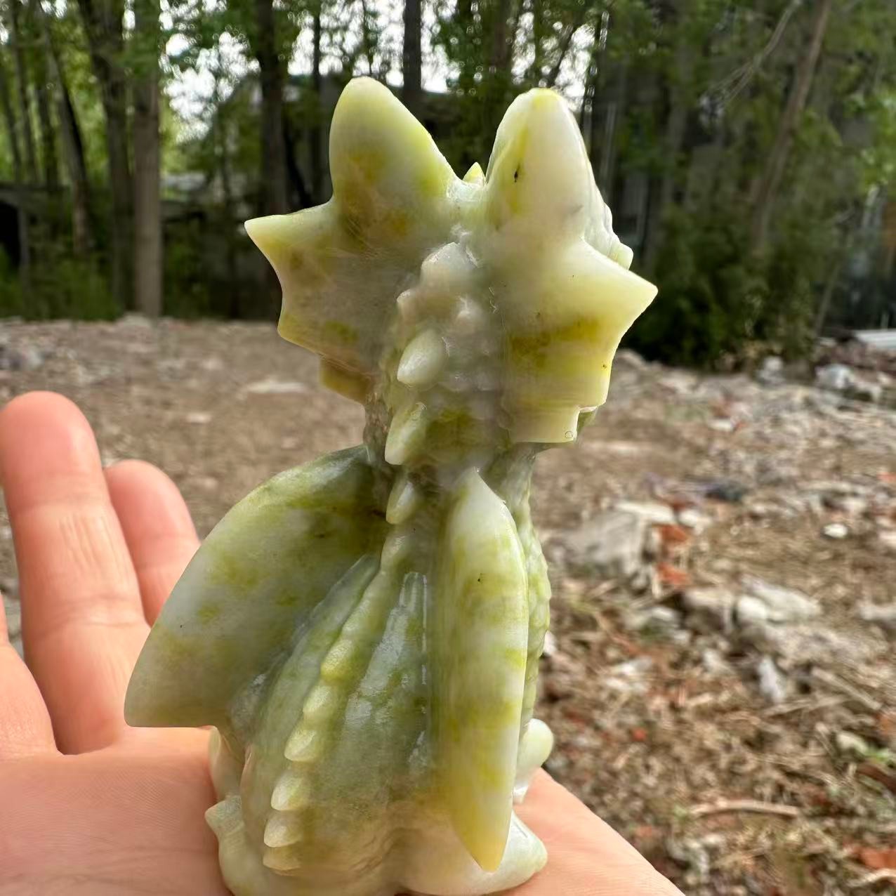 1pc Natural Lantian jade Quartz Carved Little Dragon Crystal Reiki Healing Decor