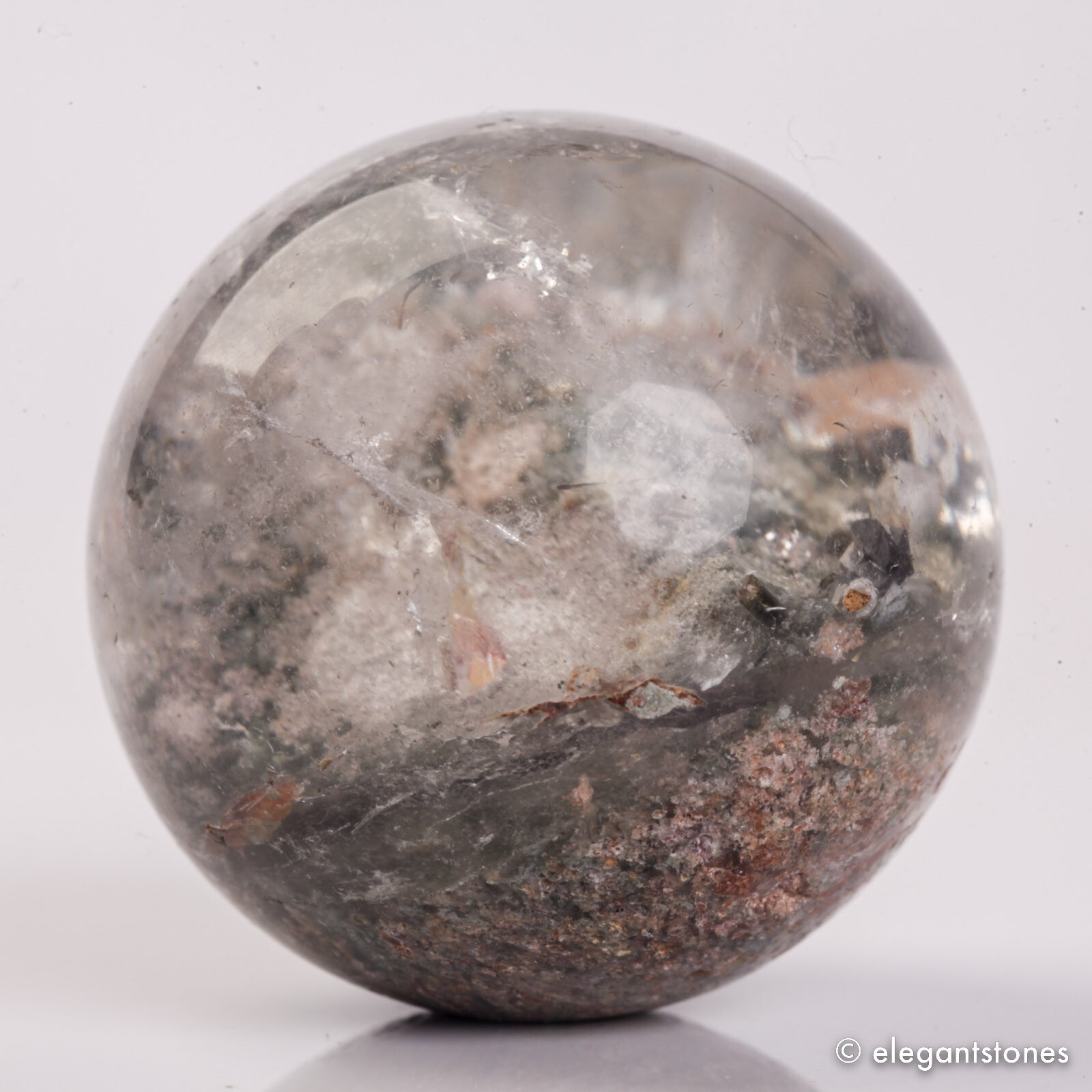 59g35mm Natural Garden/Phantom/Ghost/Lodolite Quartz Crystal Sphere Healing Ball