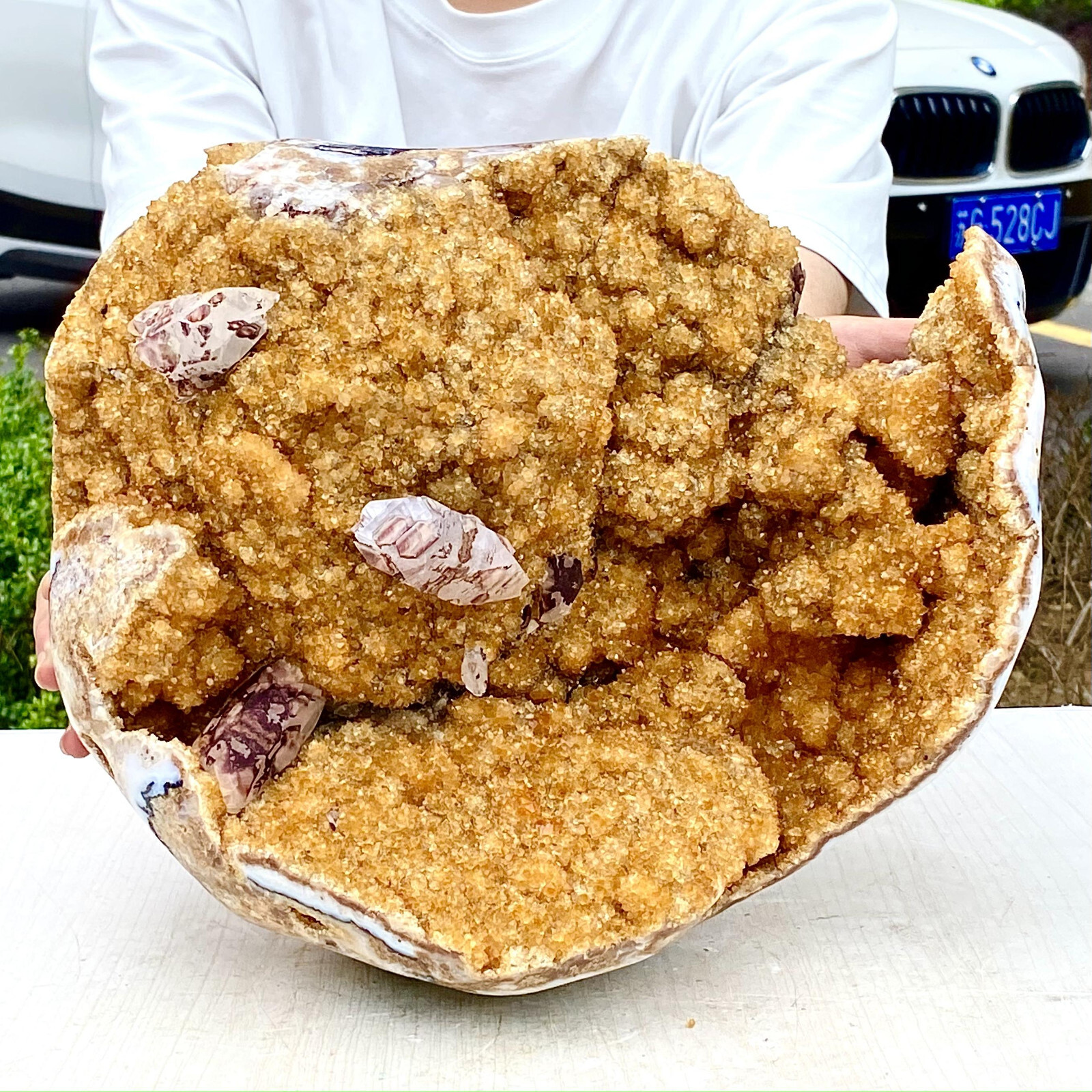 25.3LB Superb Yellow Citrine Crystal Cave Decor Stone Cathedral Geode Specimen