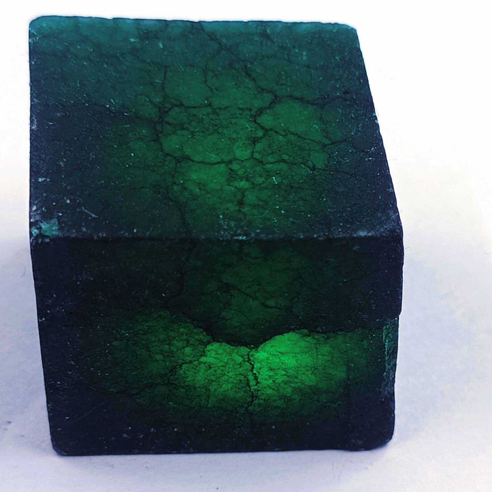 182.35 Ct Natural Green Emerald Cube Uncut Rough Dyed Opaque Loose Gemstone NCH