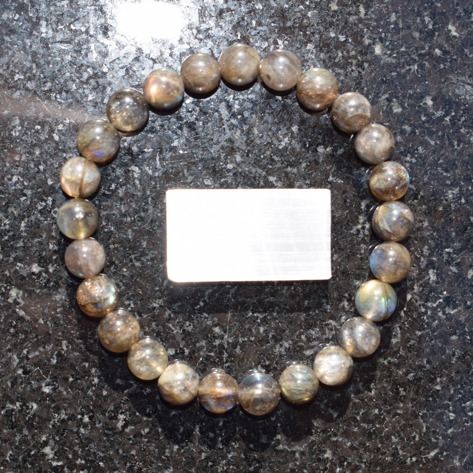 CHARGED Premium Labradorite Crystal 8mm Bead Bracelet + Selenite Heart