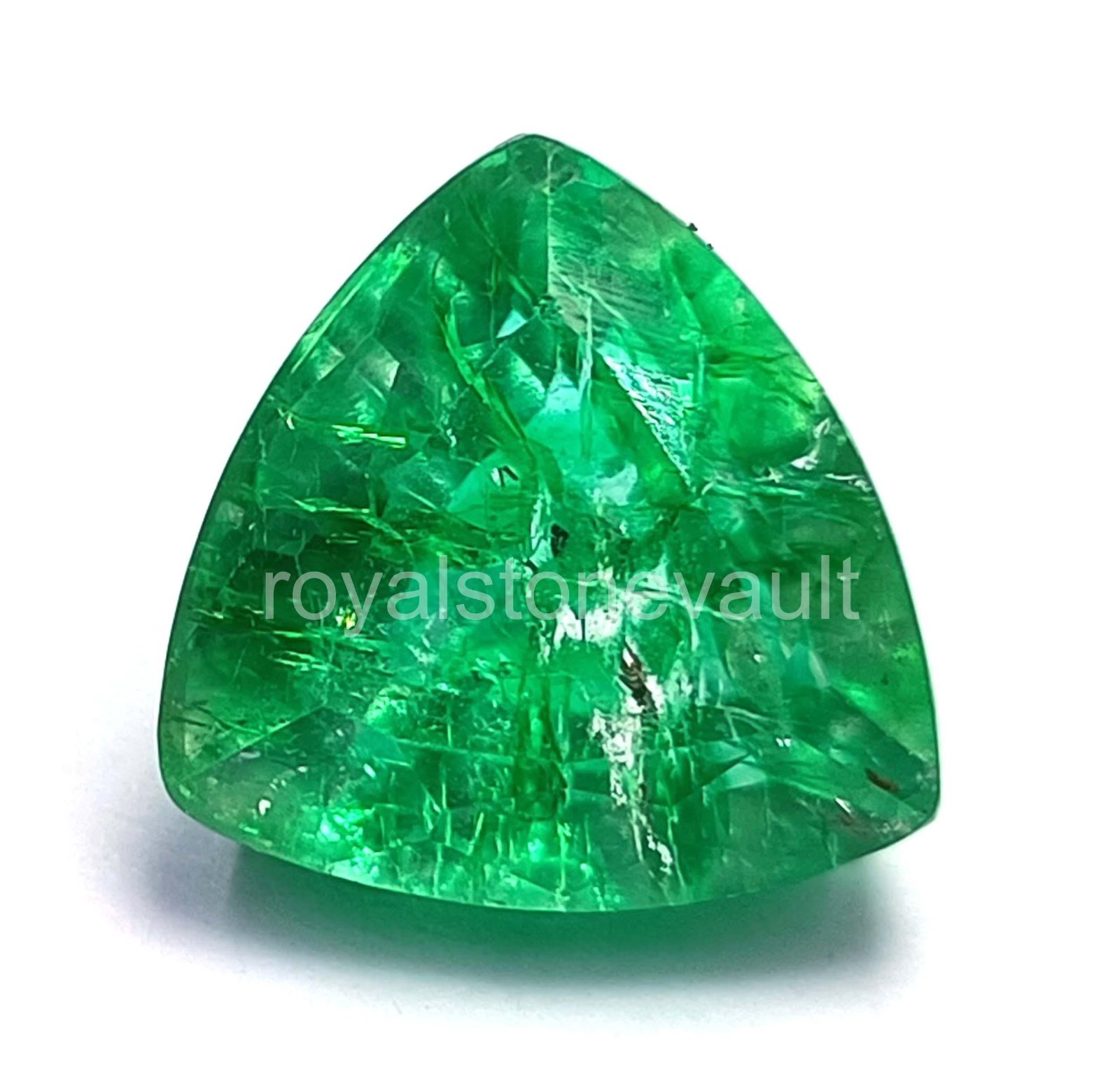 IGL Certified 10.99 Carat Natural Green Emerald Loose Gemstone Trillion Cut 5SDI