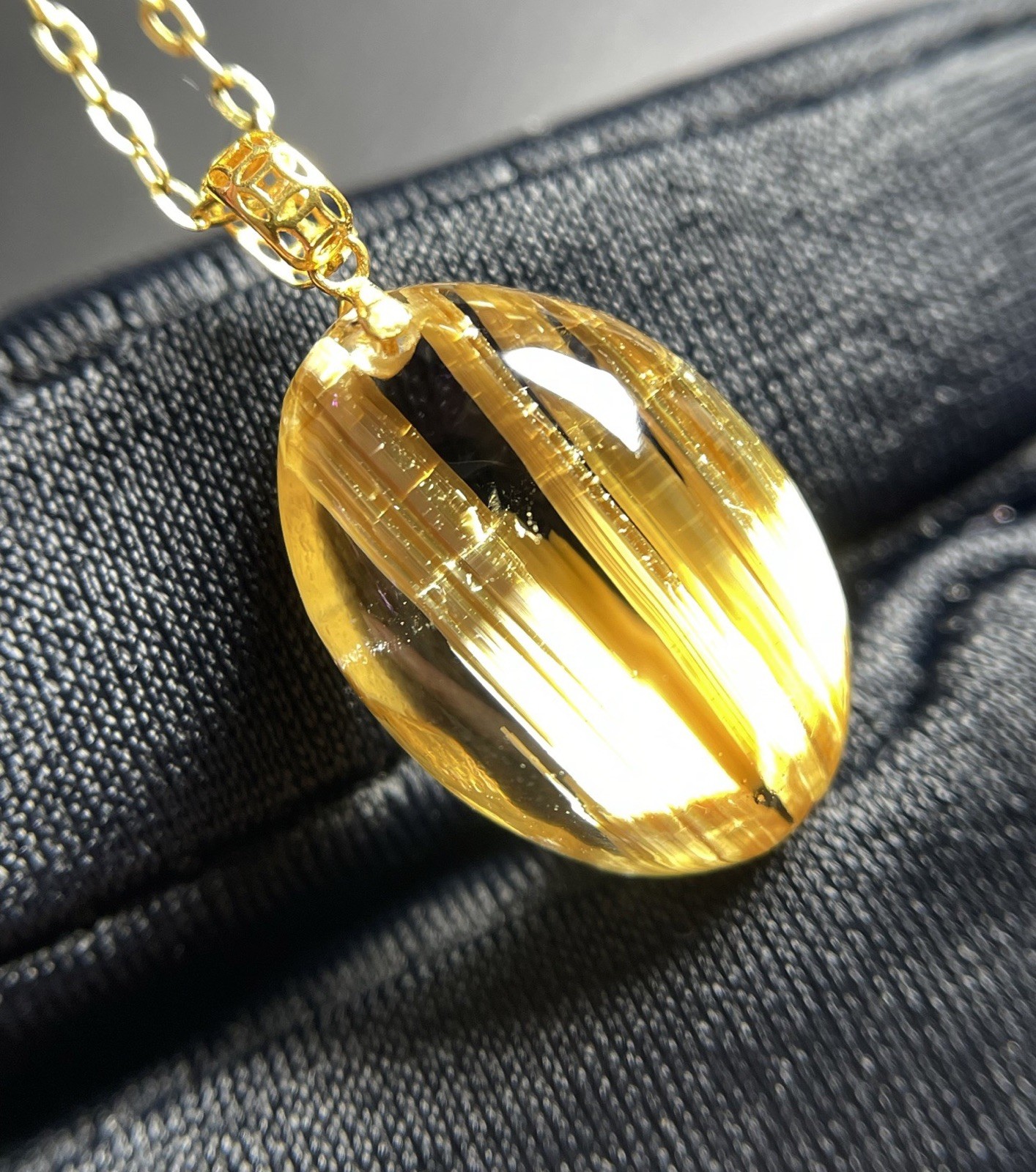 Natural Brazilian Titanium Crystal Water Drop Choker