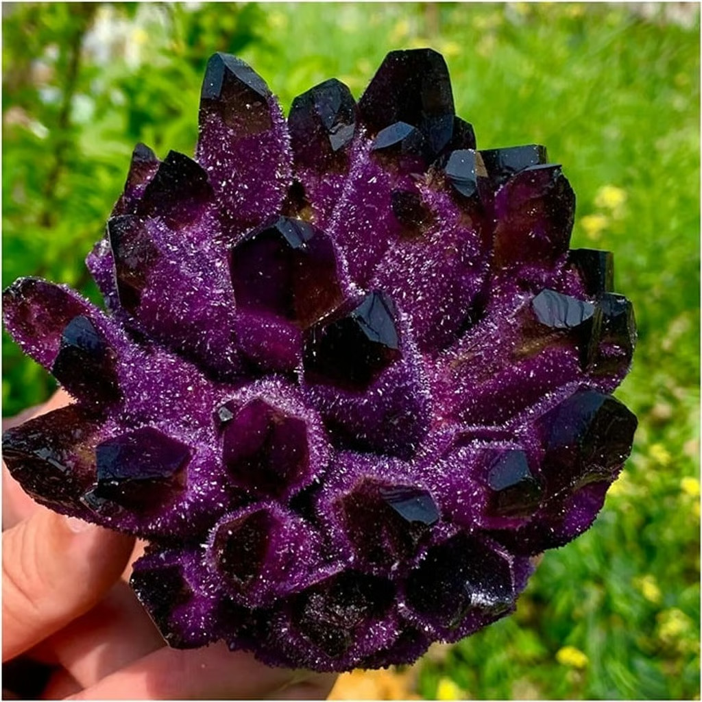 Natural Violet Ghost Phantom Quartz Cluster Mineral Specimen Healing Crystal